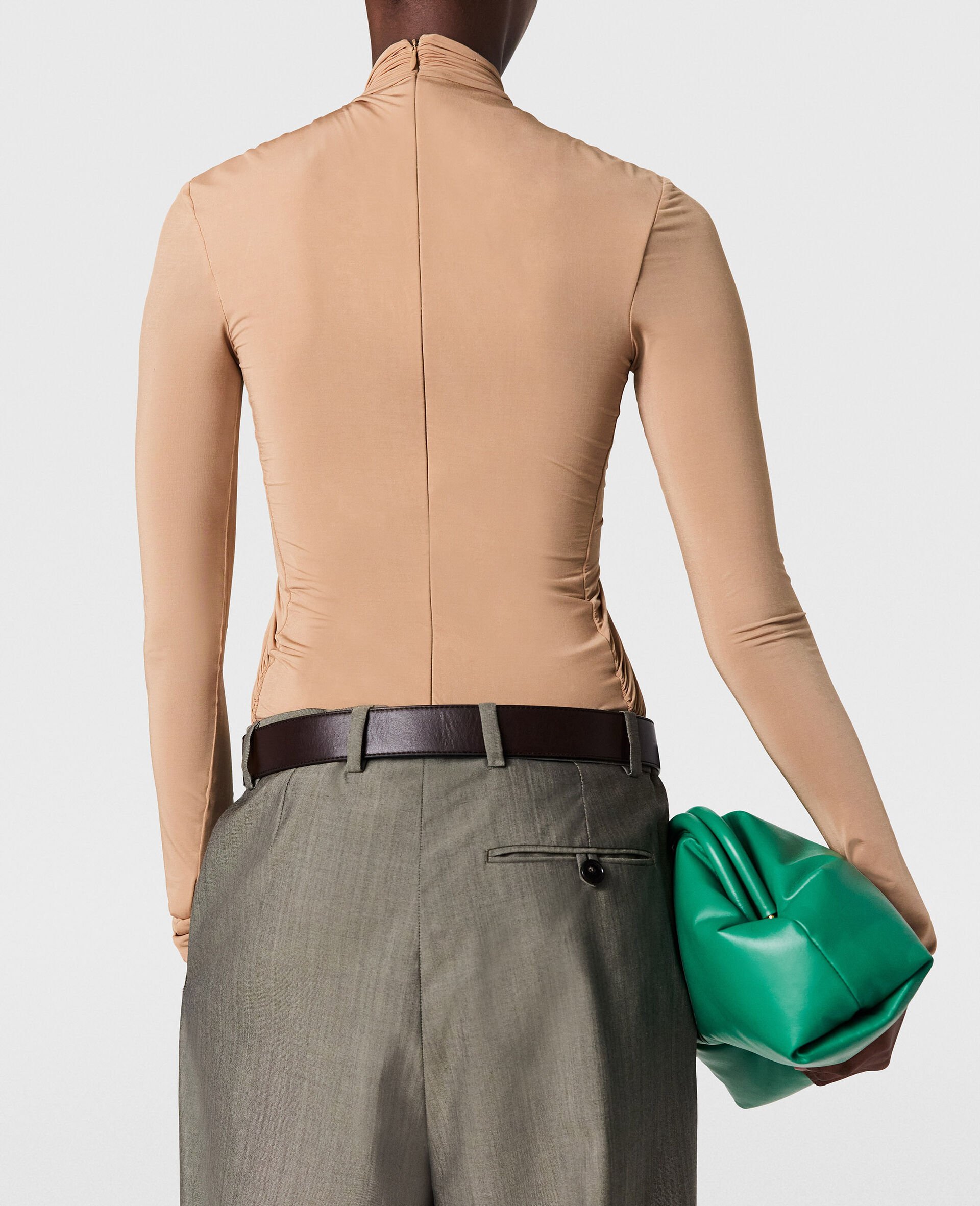 크레이프 저지 드레이프 바디수트-黑色-large image number 3