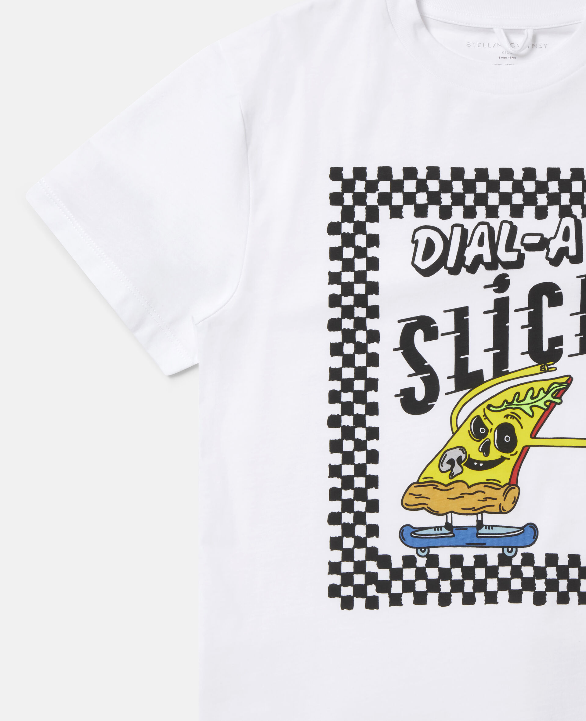 T-shirt oversize en coton motif pizza sur skateboard -Blanc-large image number 2