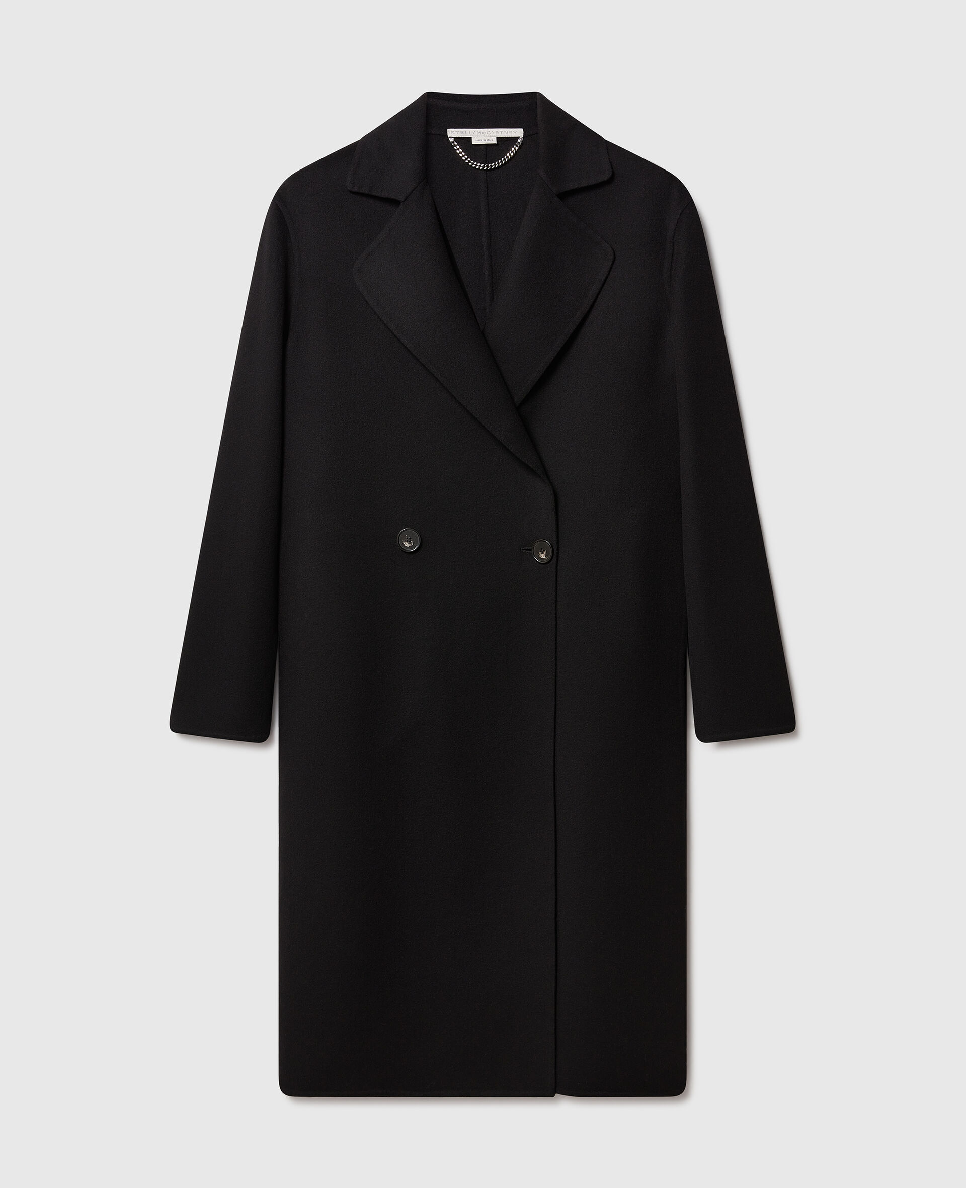 Double Breasted Longline Coat-Black-medium