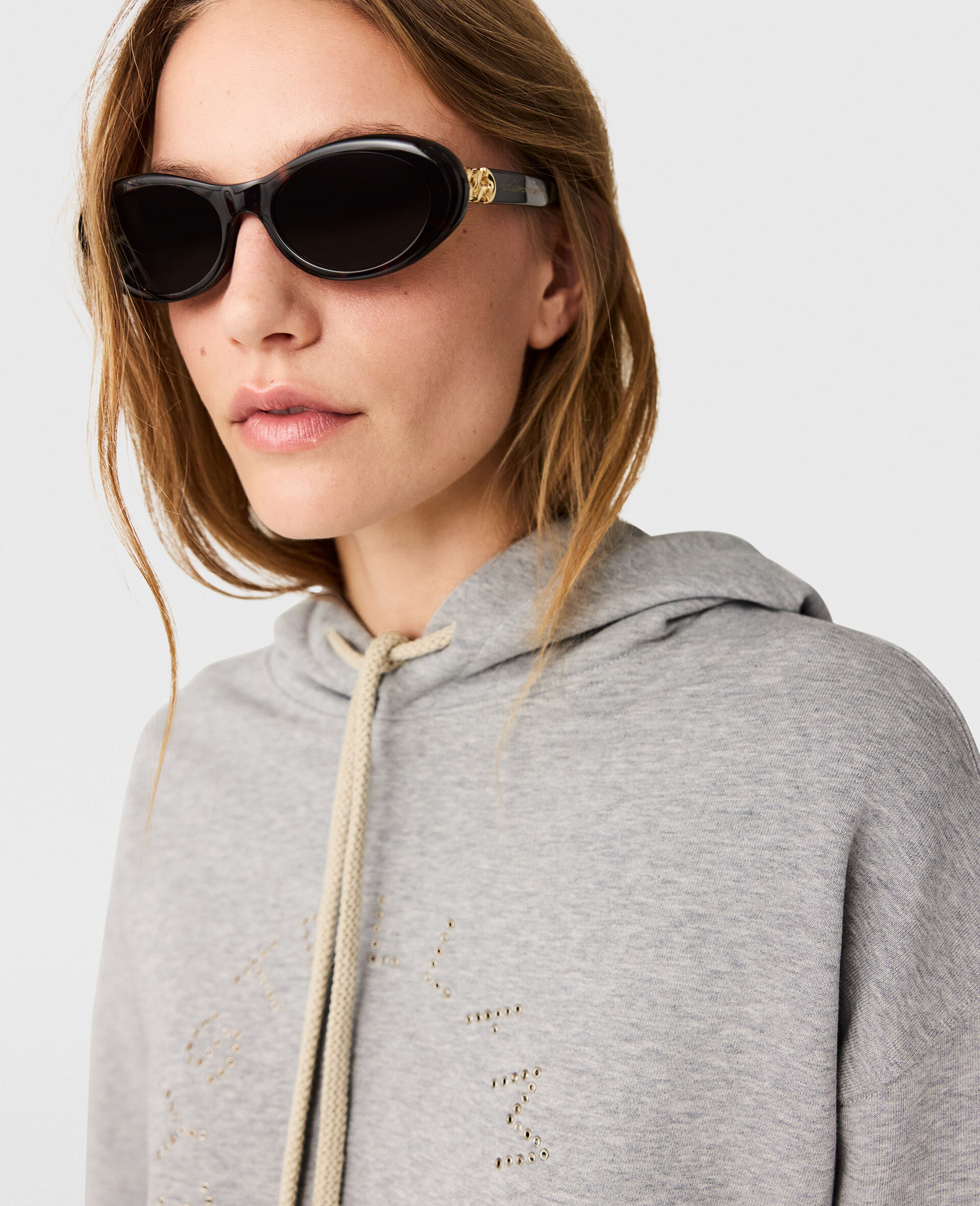 Lunettes de soleil ovales avec logo-Marron-medium