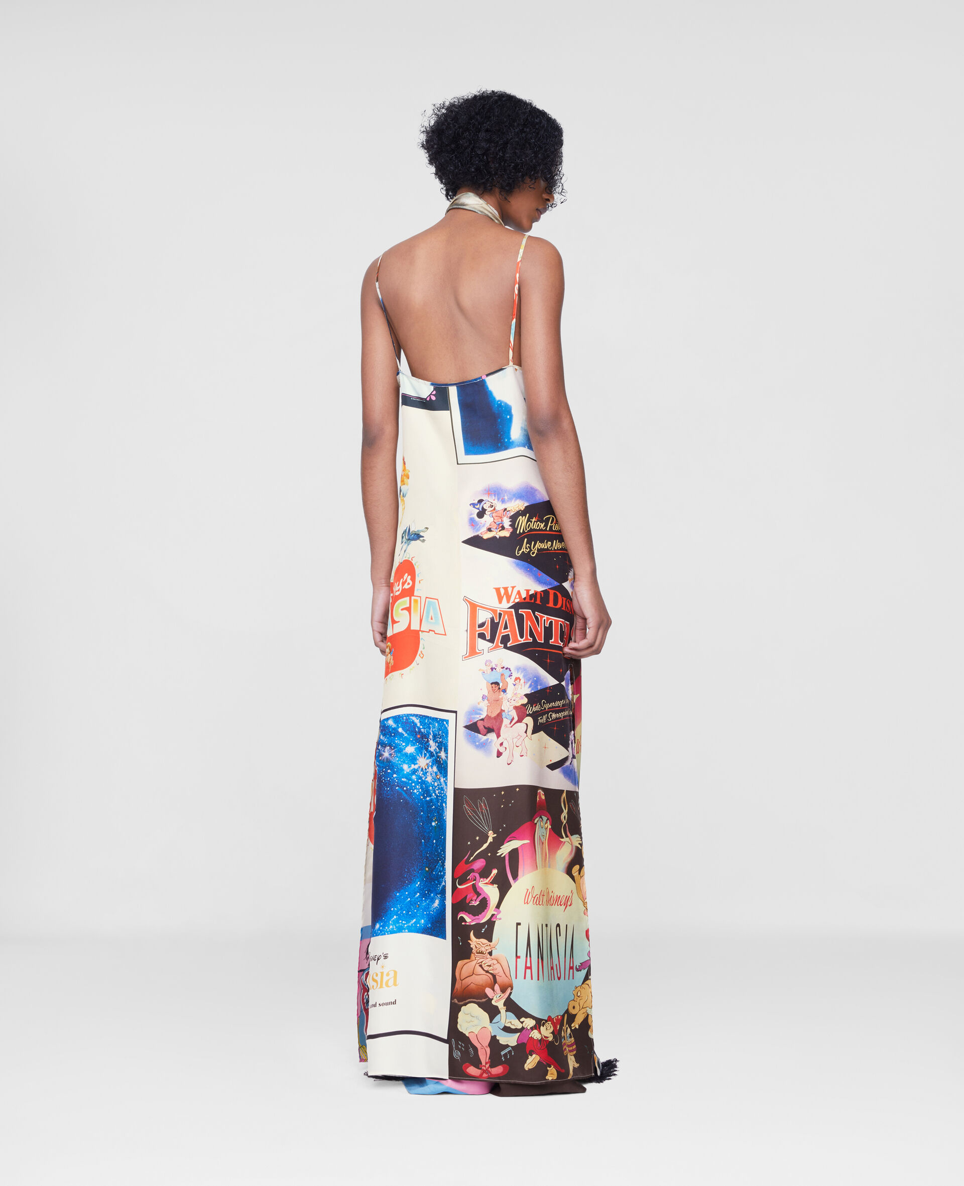 Fantasia Poster Print Silk Maxi Dress-Multicoloured-large image number 2