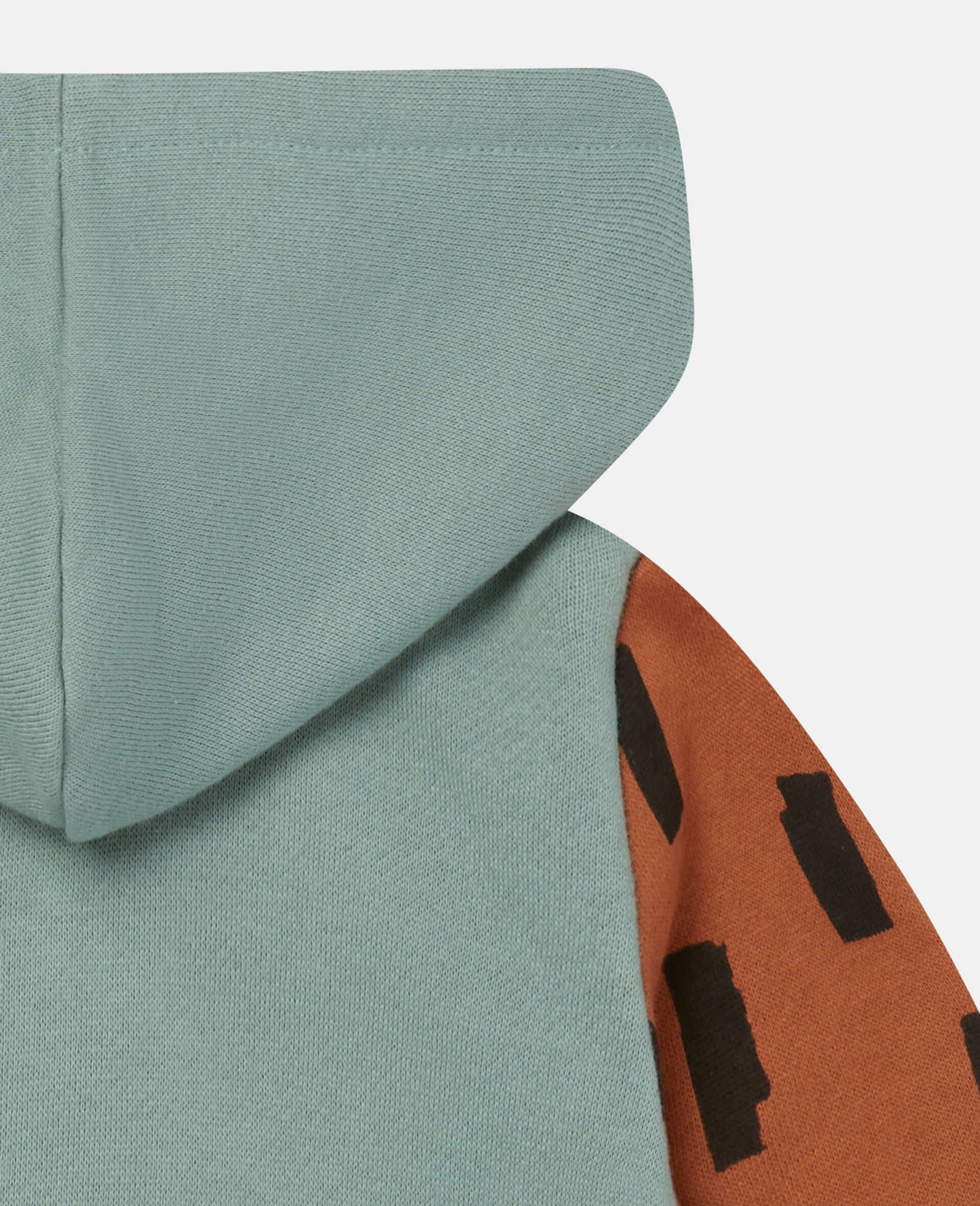Cotton Dotted Fox Print Zip Hoodie-Green-large image number 2