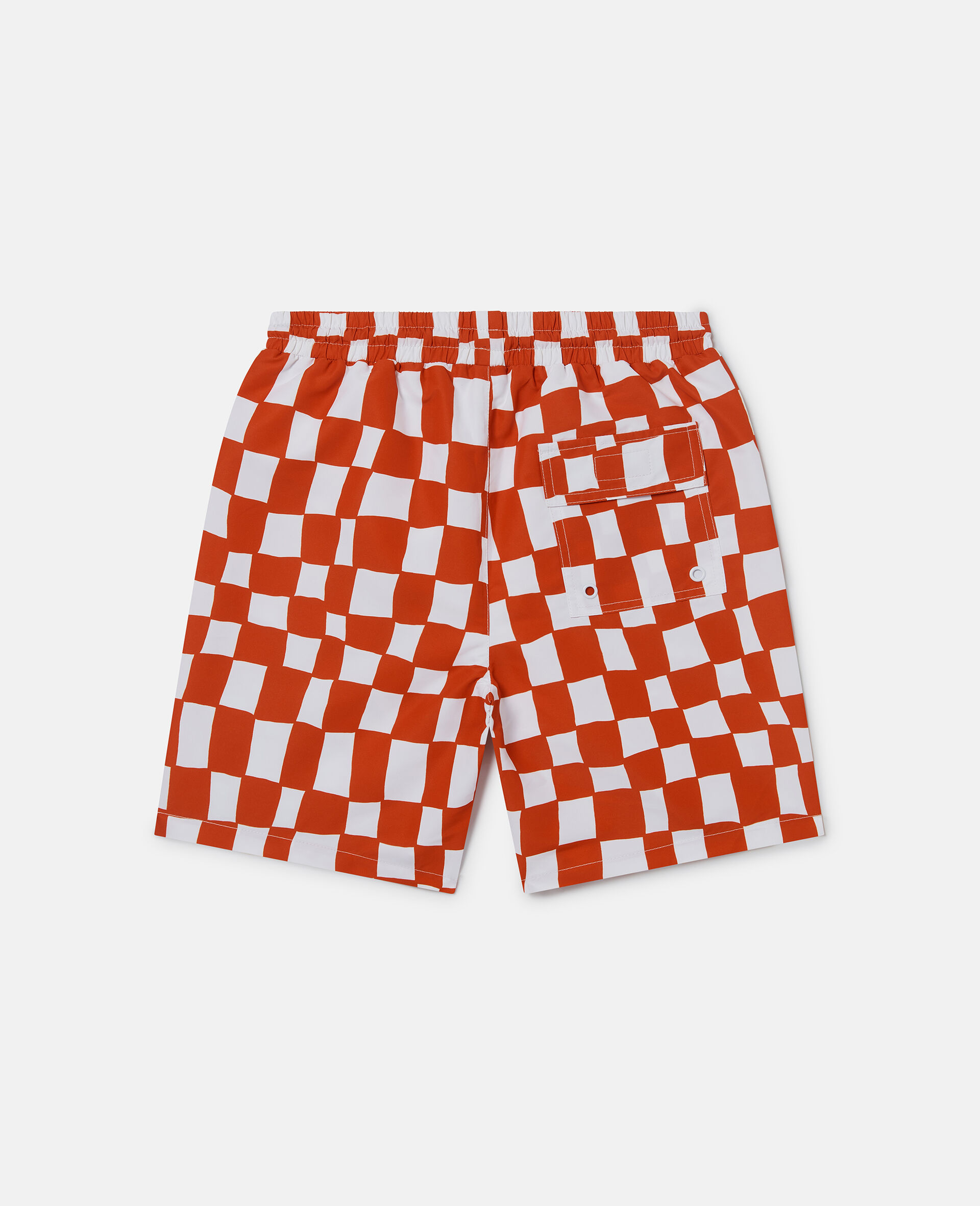 Brand Initial Check Swim Shorts-Red-large image number 2