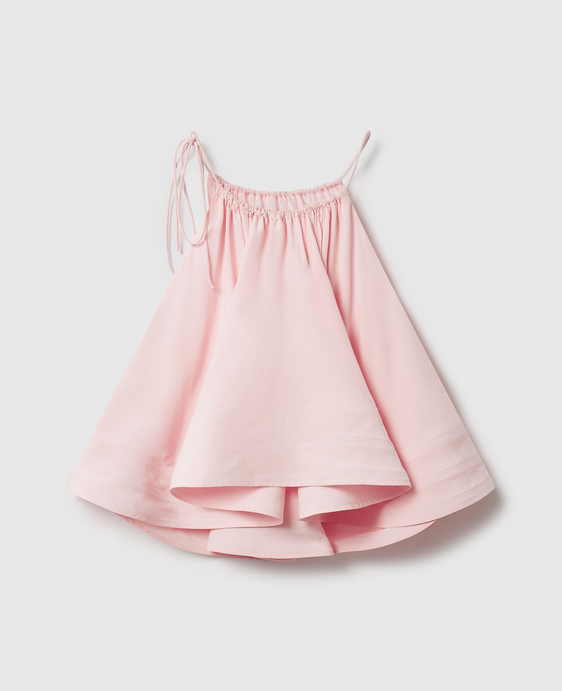 Halterneck Sleeveless Frill Top-Pink-medium
