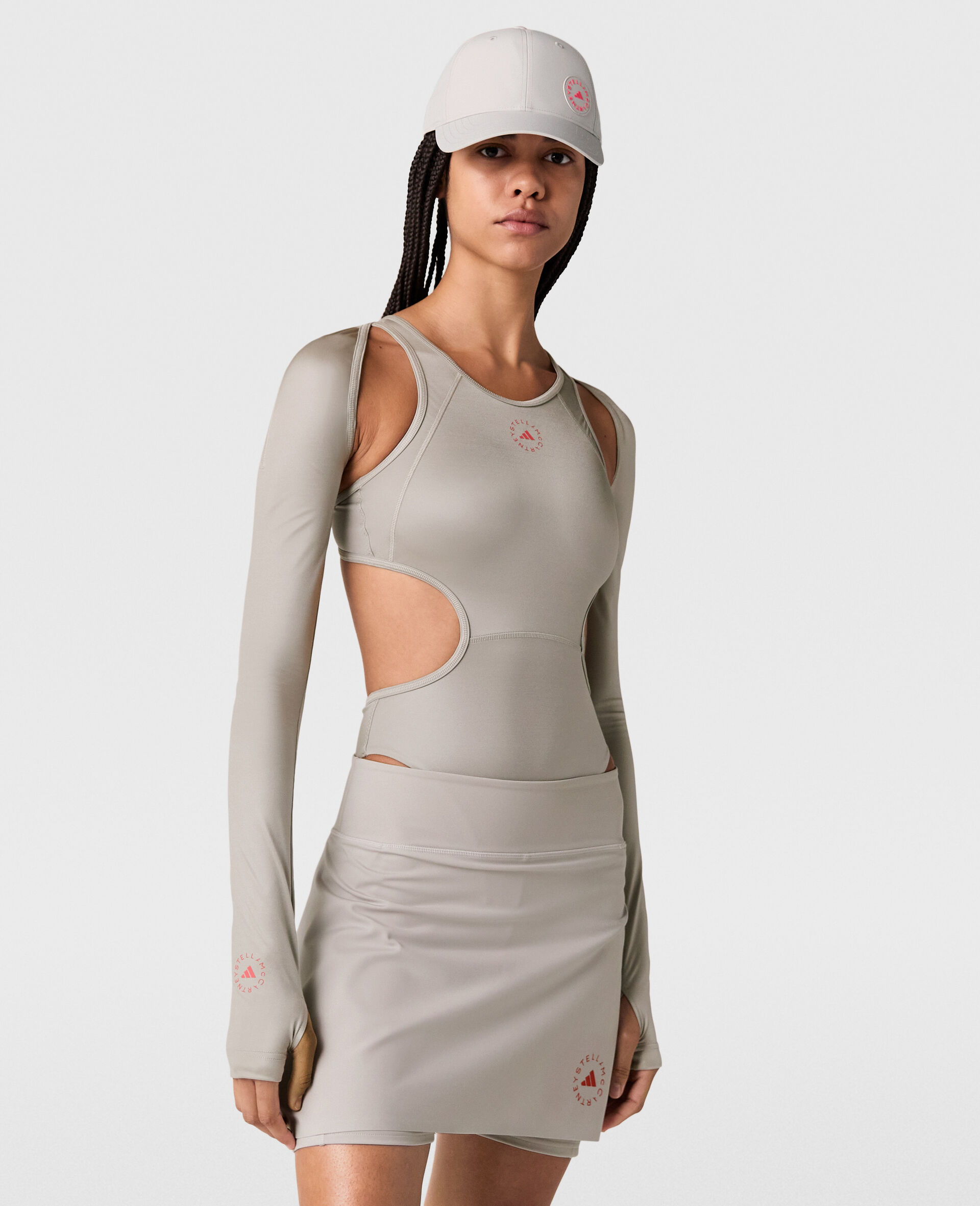 Shine Cut-Out Training Leotard-Grey-large image number 1