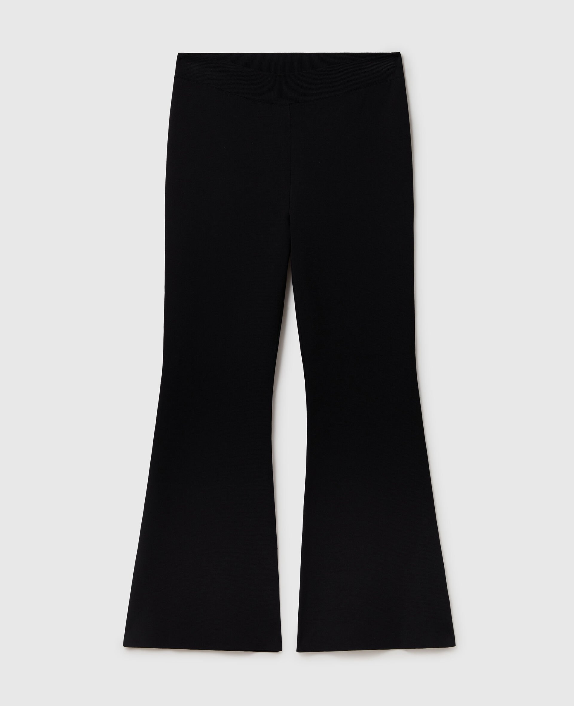 Pantaloni svasati in maglia compatta-Nero-medium