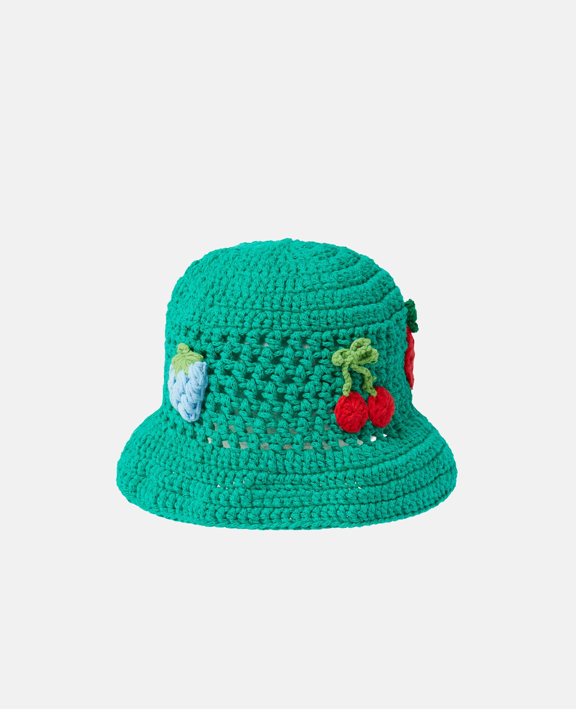 Berry Embroidered Crochet Bucket Hat-Green-large image number 2