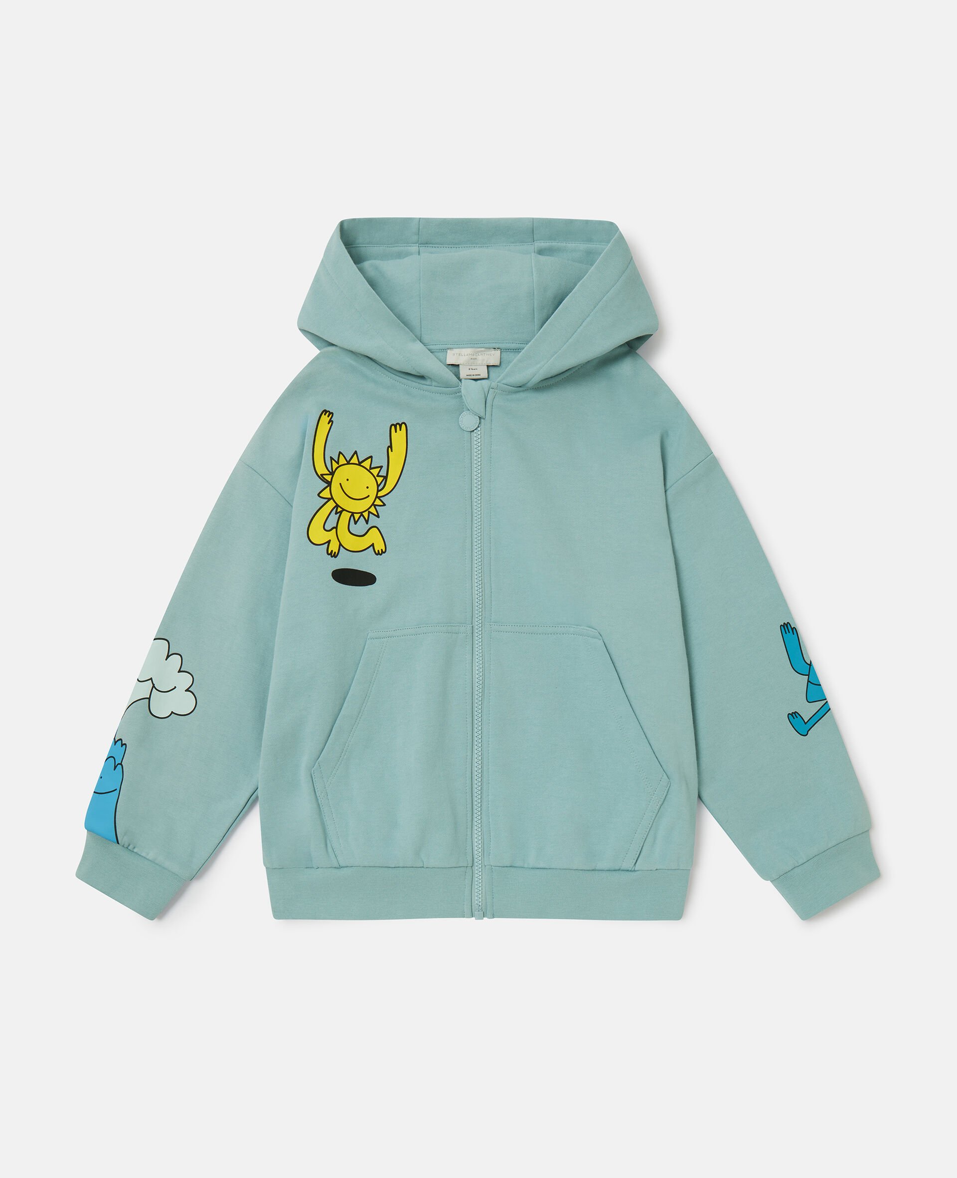 Earth Friends Graphic Zipper-Up Hoodie-Blue-medium