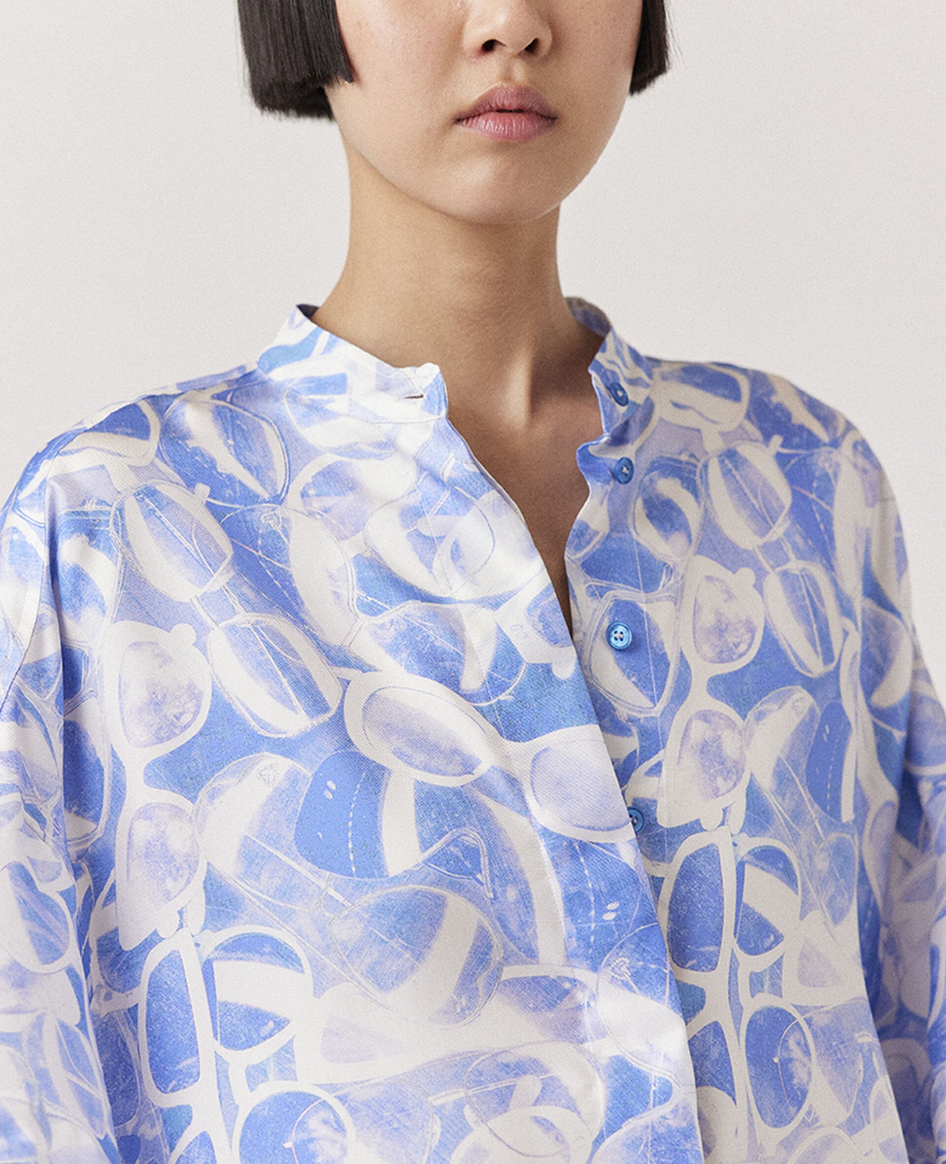 Sunglasses Print High Neck Top-Blue-large image number 3