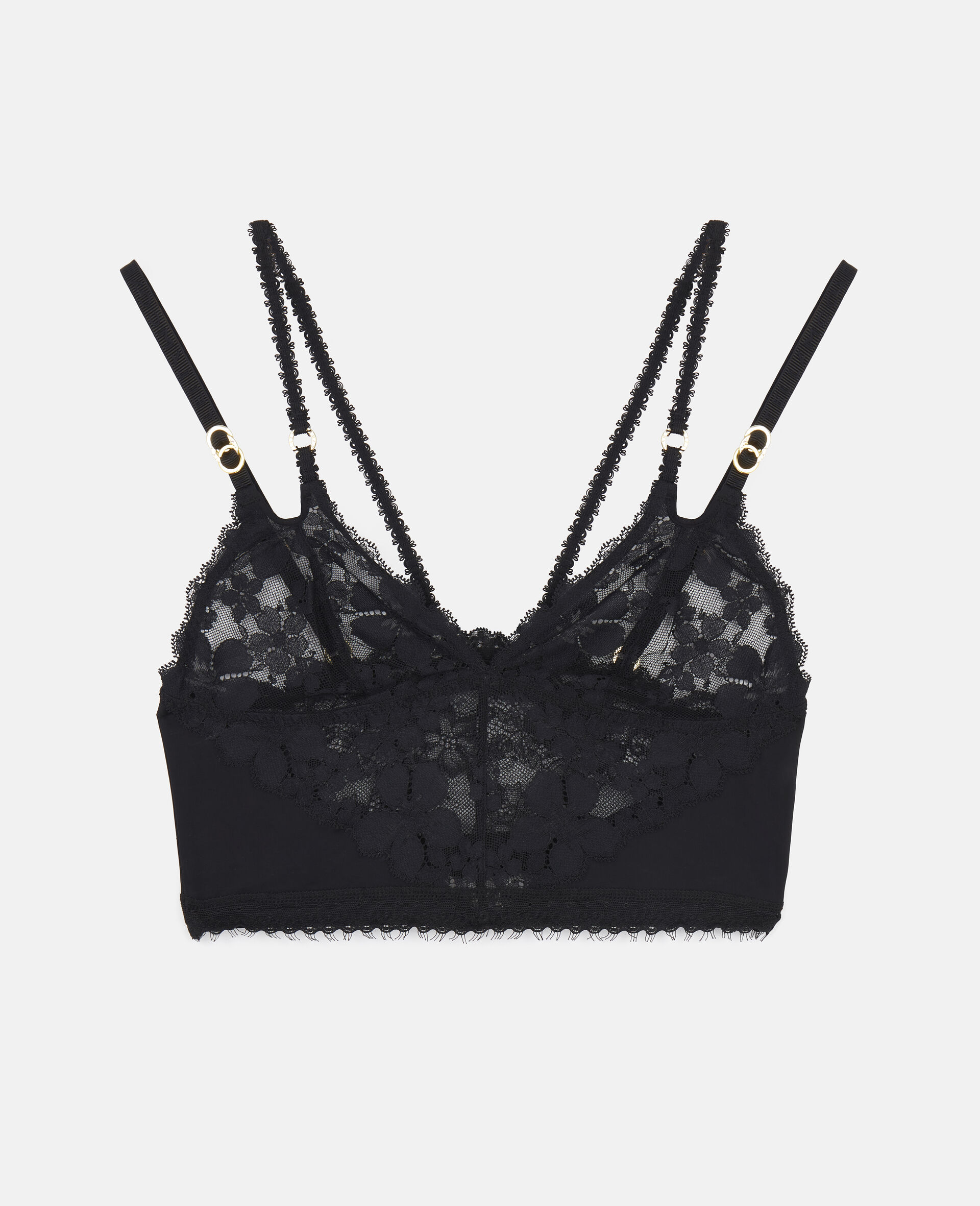 Jersey Lace Cropped Top Bra-Black-large image number 0