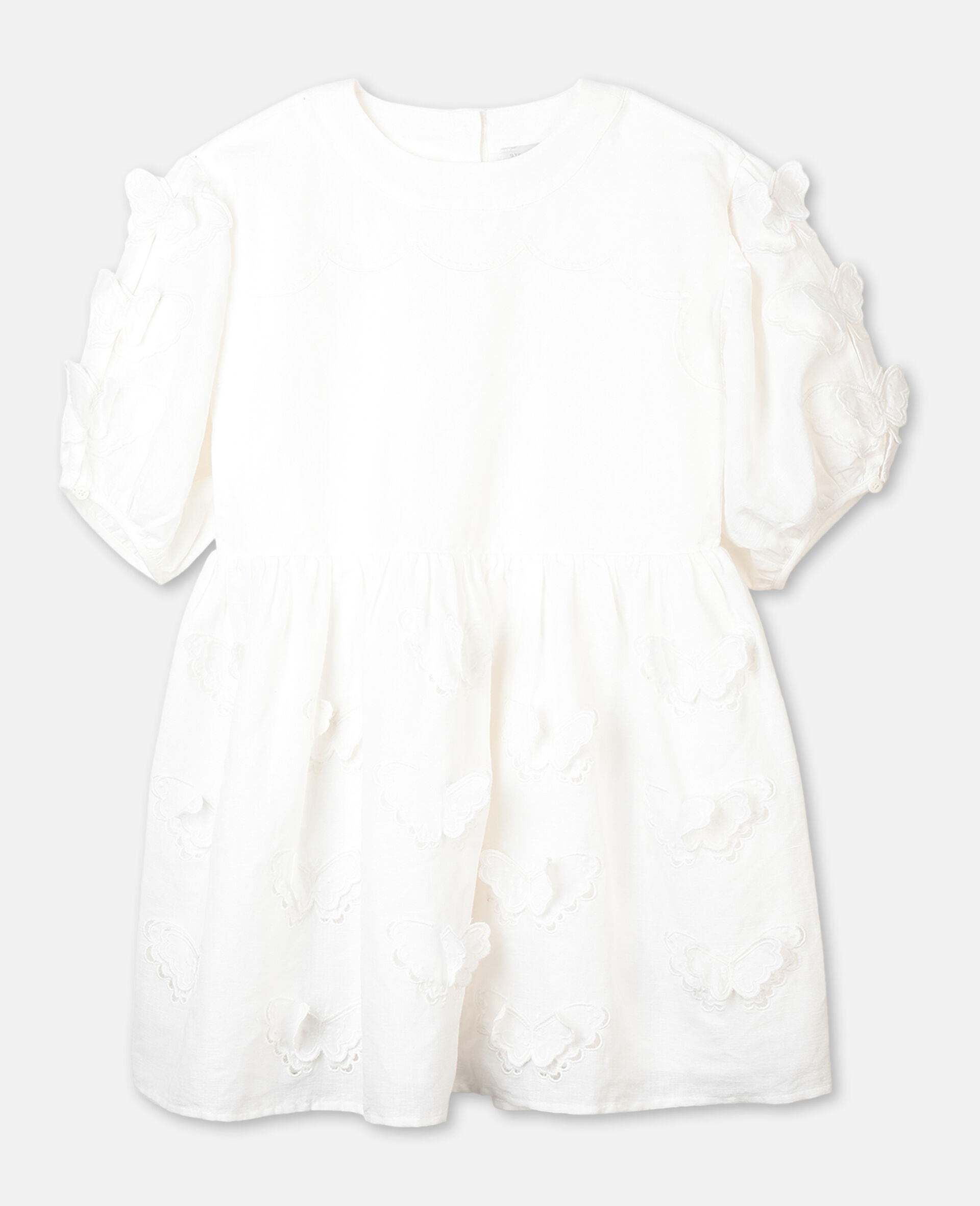 Kleid mit Schmetterling-Stickerei-Weiß-large image number 0