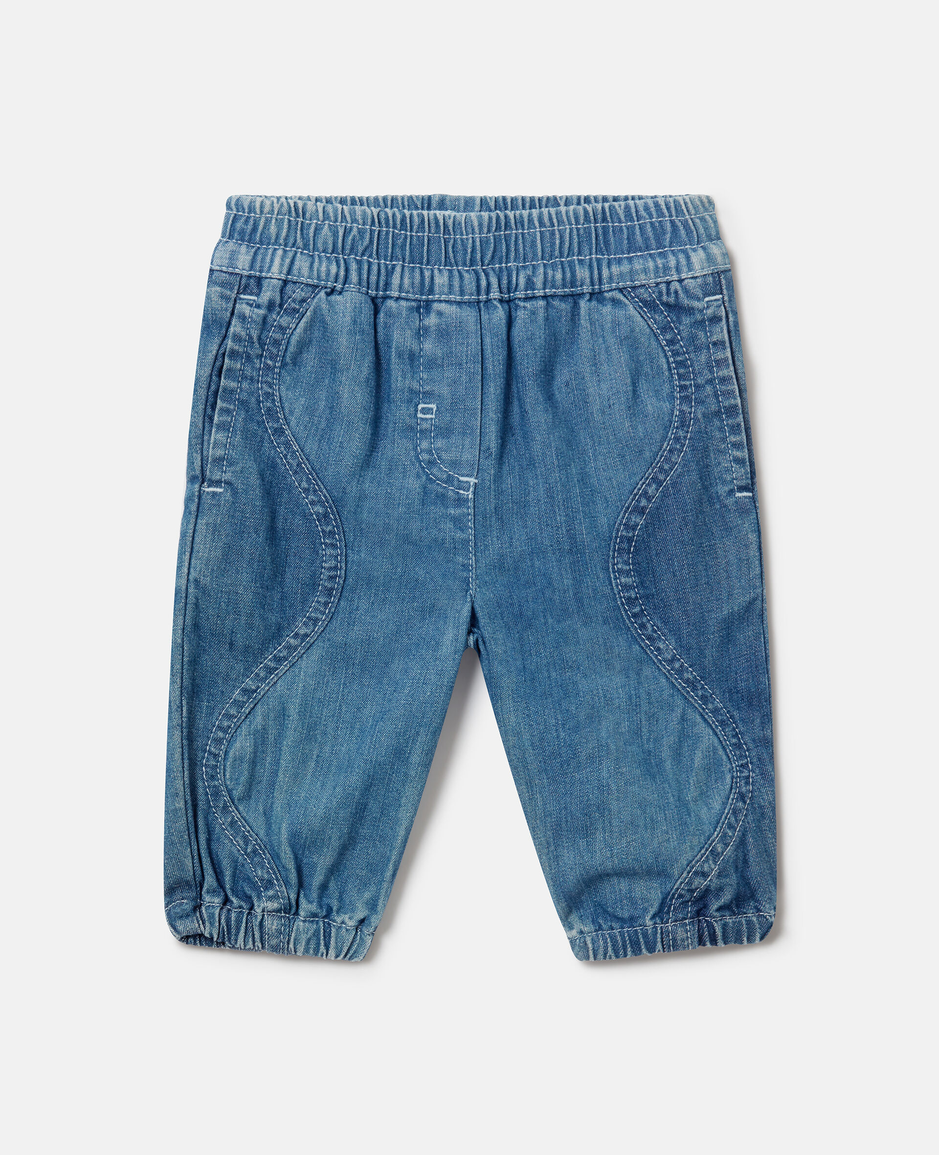 Elasticated Denim Sweatpants-Multicolour-medium