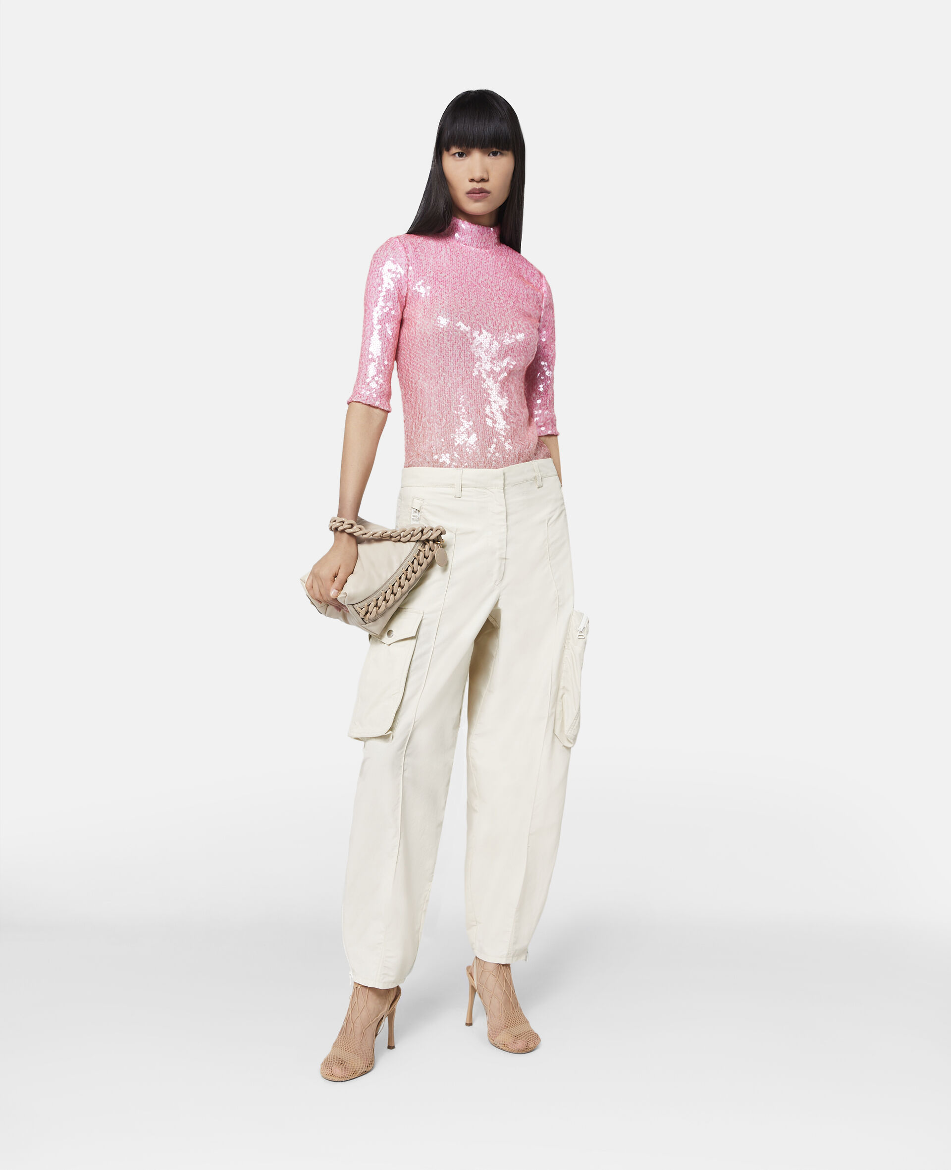Sequin Dégradé Turtleneck Top-Pink-large image number 1