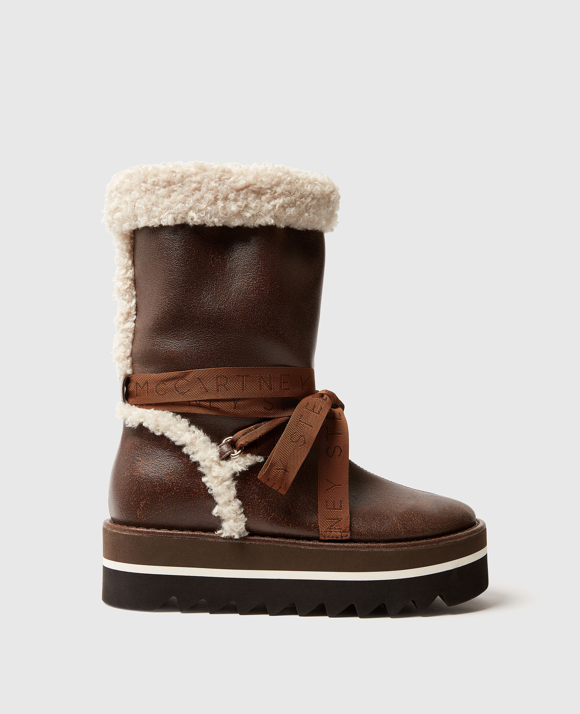 Vegan Plush-Lined Snow Boots-Brown-medium