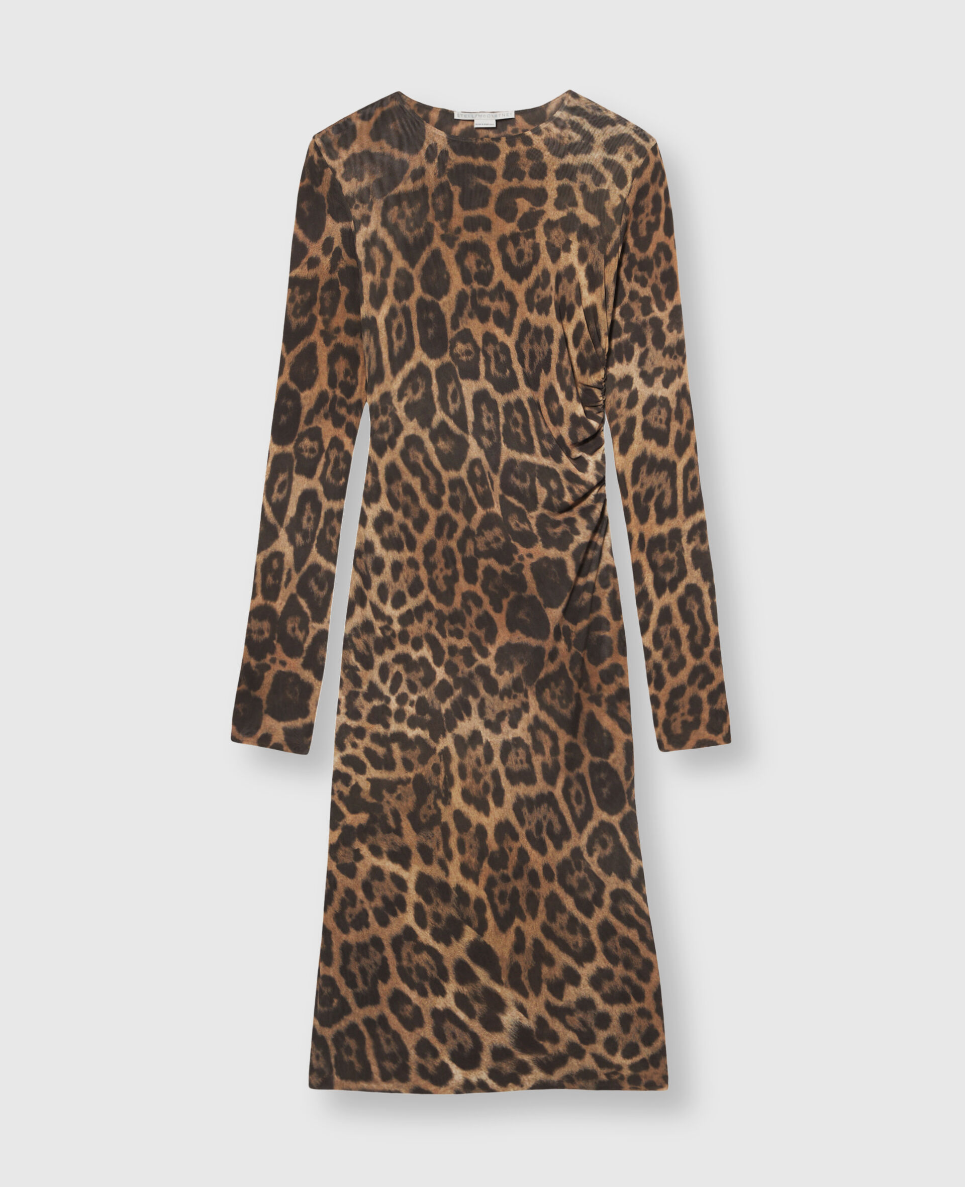 Leopard Long-Sleeve Midi Dress-棕色-large image number 0