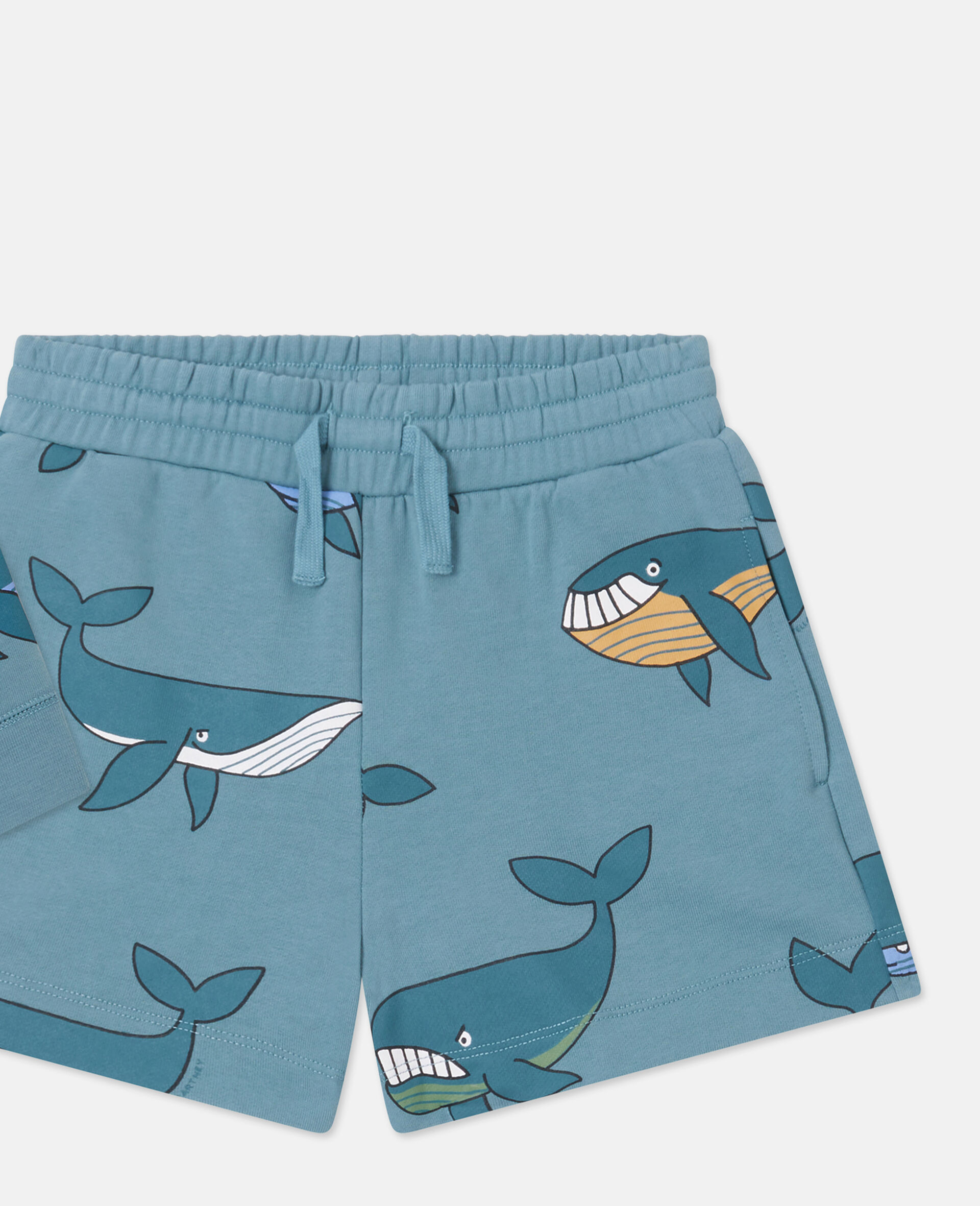 Whale Print Sweatshirt And Shorts Set-Blue-large image number 3