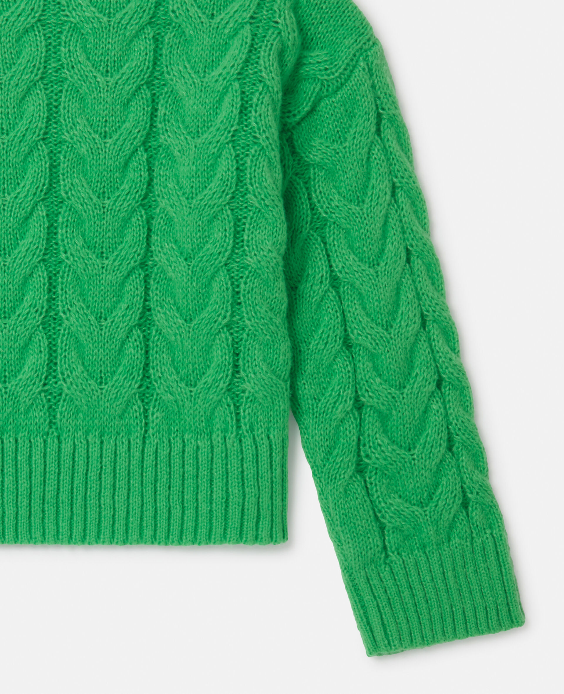 Cable Knit Jumper-Green-large Cable Knit Jumper-Green-large image number 3