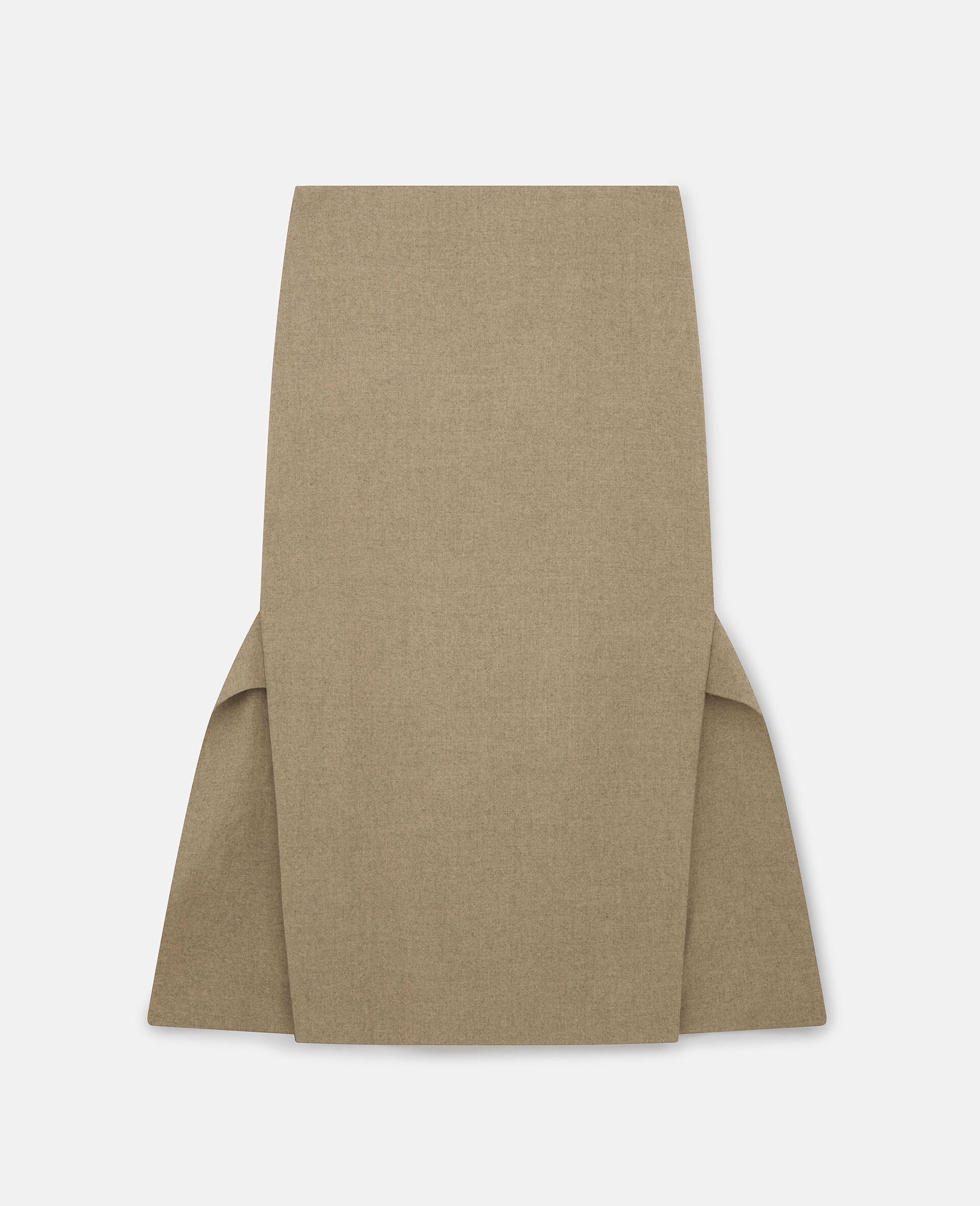 Midirock aus Wolle mit mittlerer Leibhoehe-Beige-large image number 0