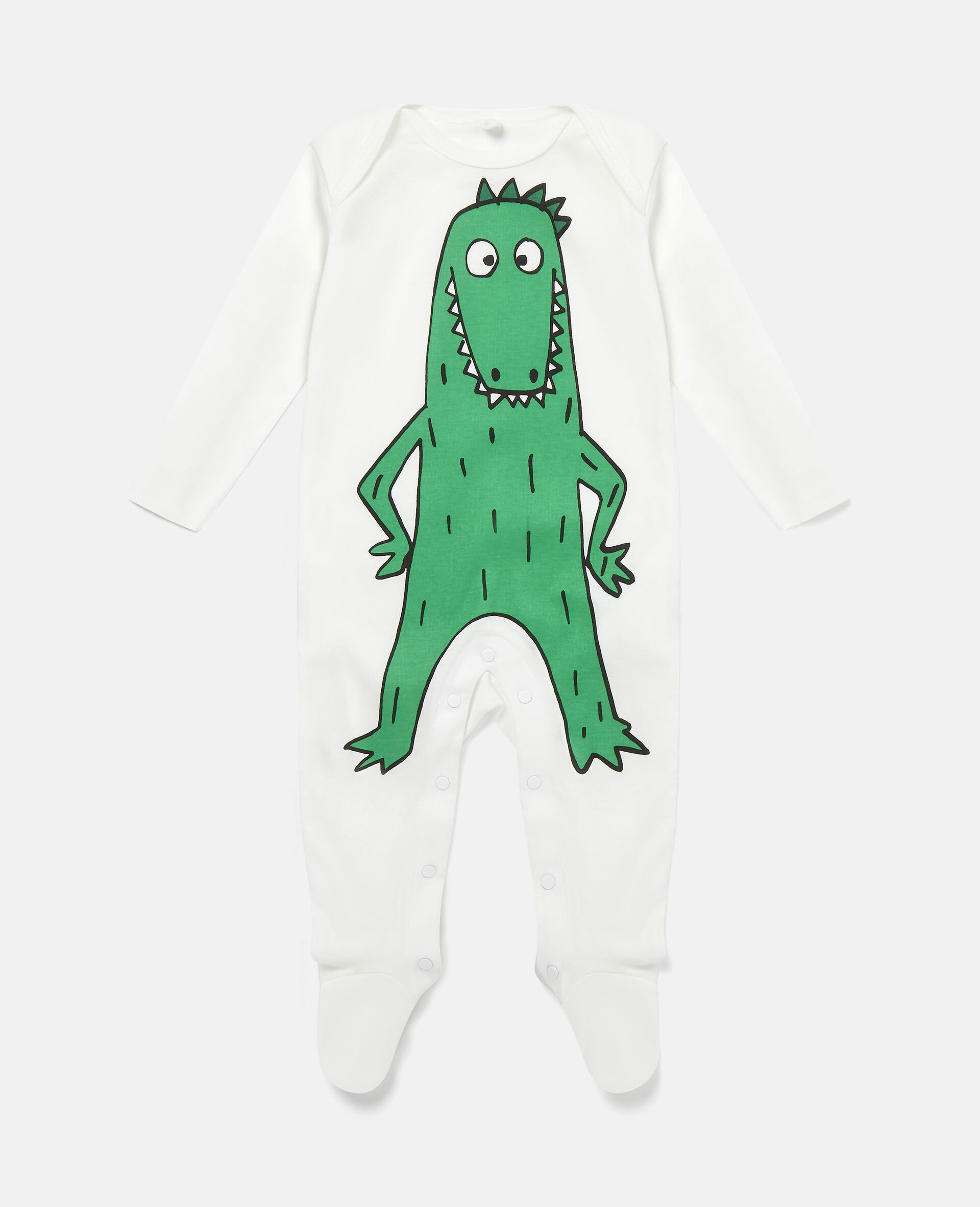 Crocodile Print Jumpsuit & Bib Set -White-large image number 1