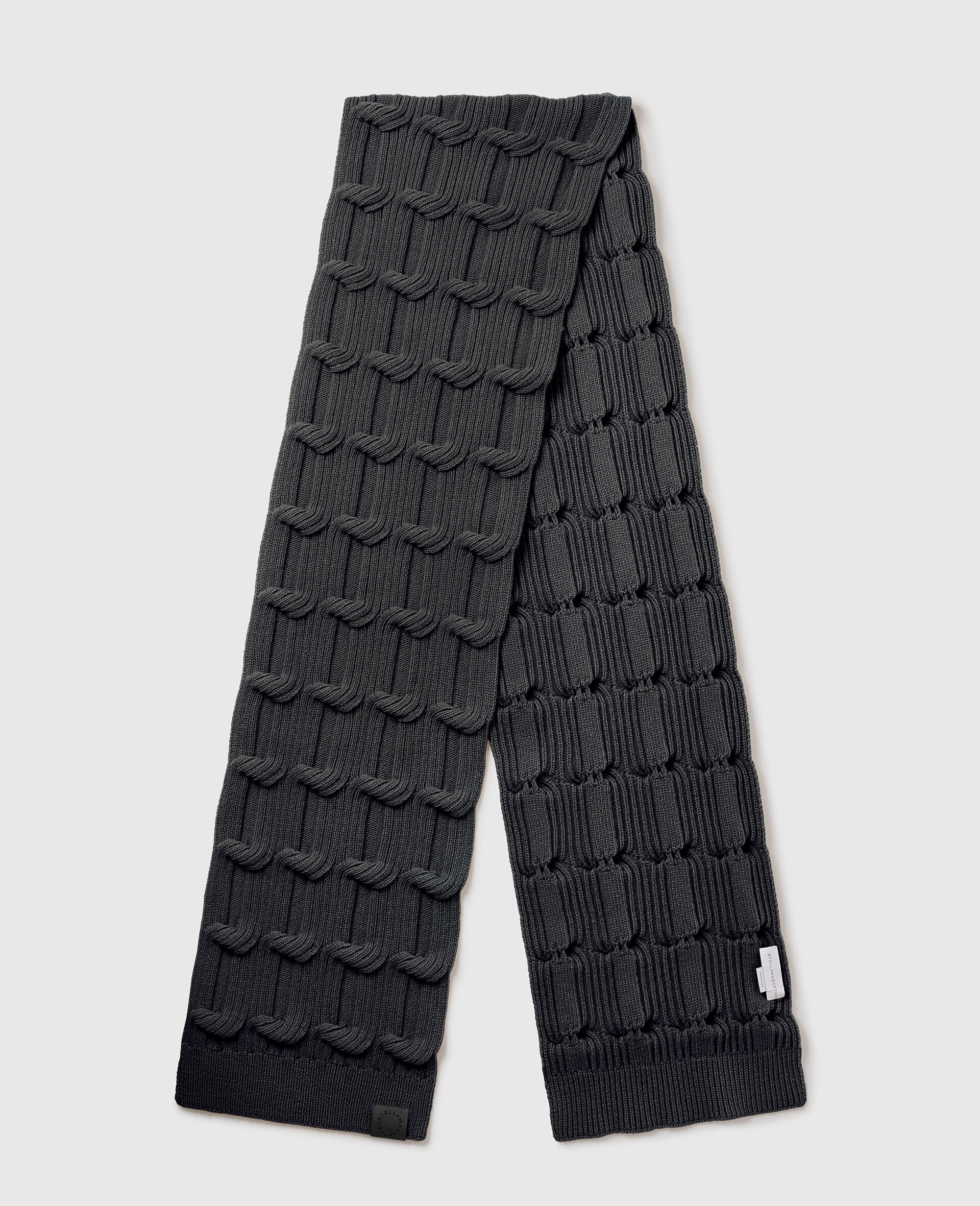 Falabella Schal aus Zopfmusterstrick-Grau-medium