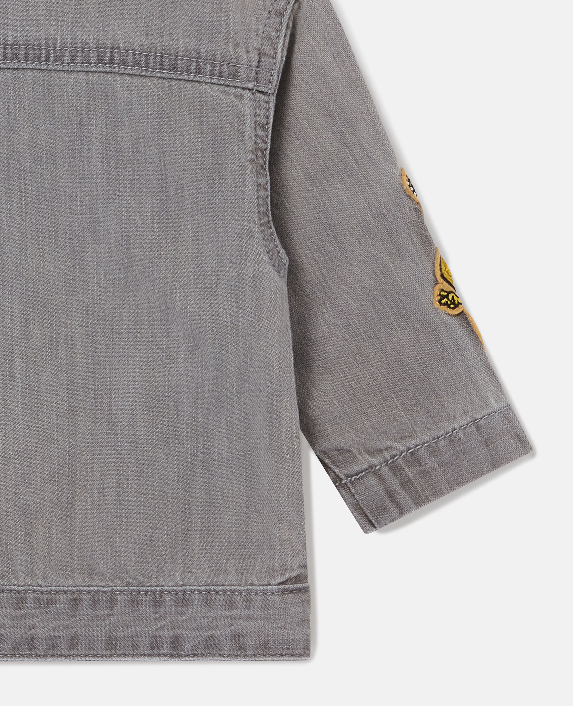 Music Graphic Embroidered Denim Jacket-Grey-large image number 3