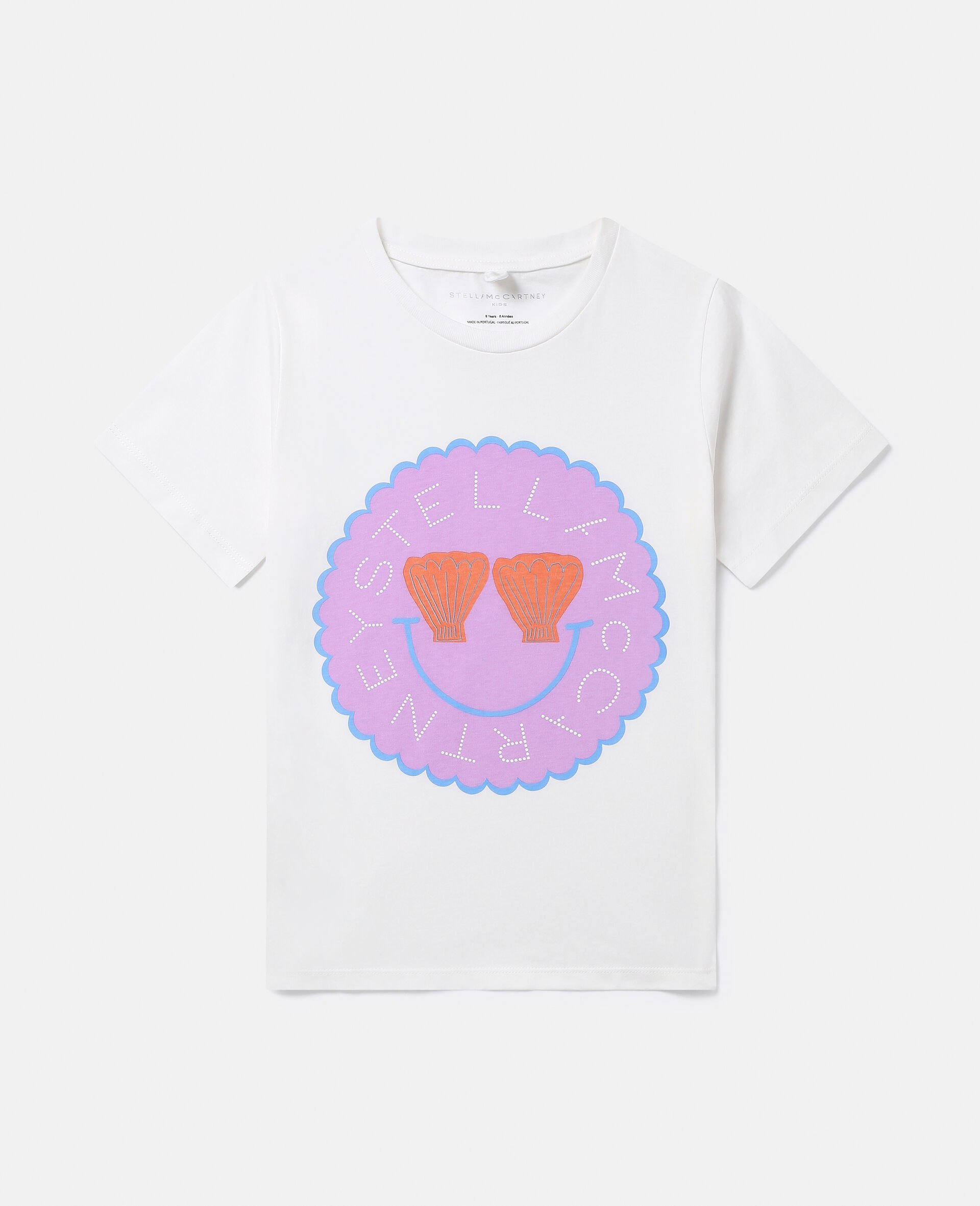 T-shirt con disco con logo conchiglia-Cream-large image number 0