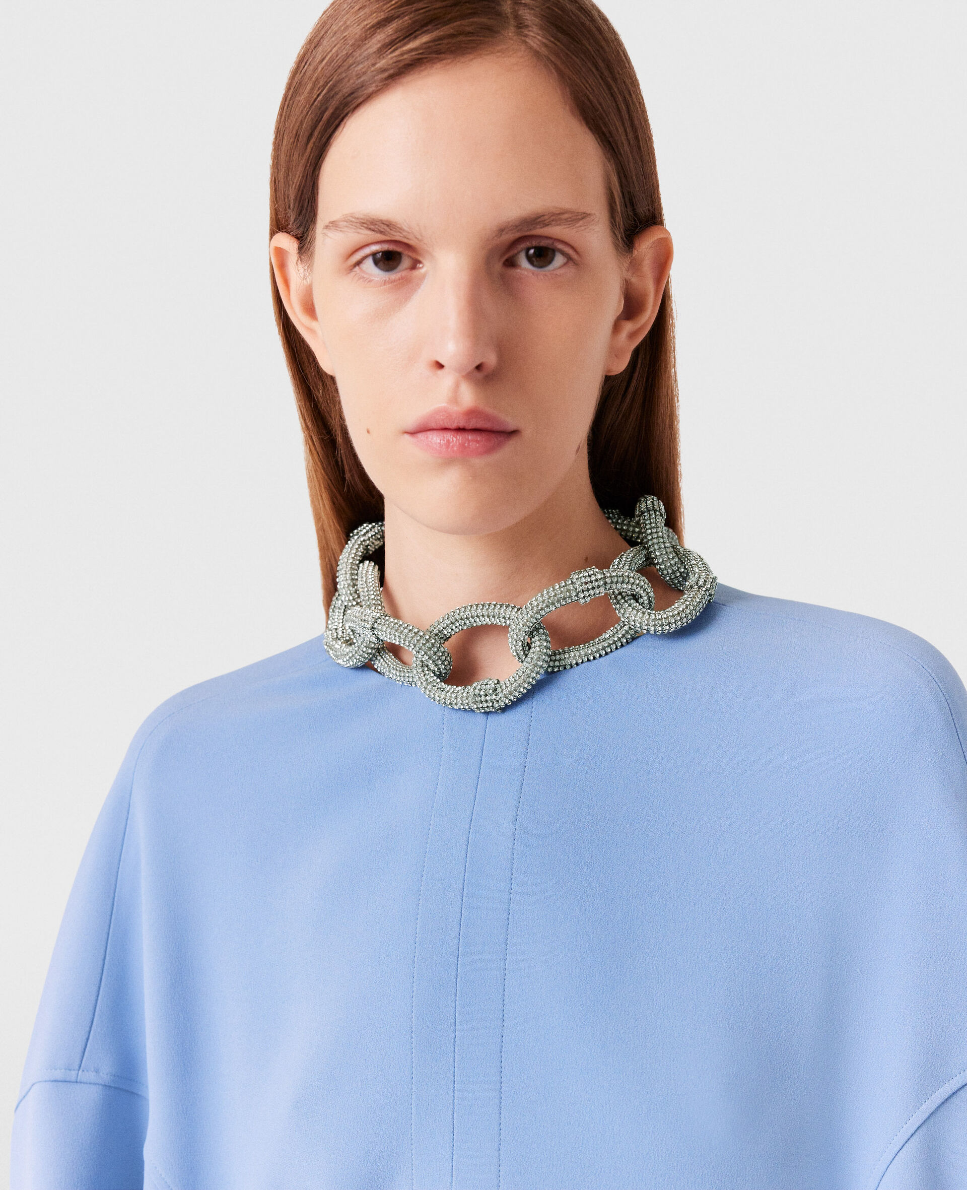 Crystal Chain Short-Sleeve Top-Blue-large image number 3