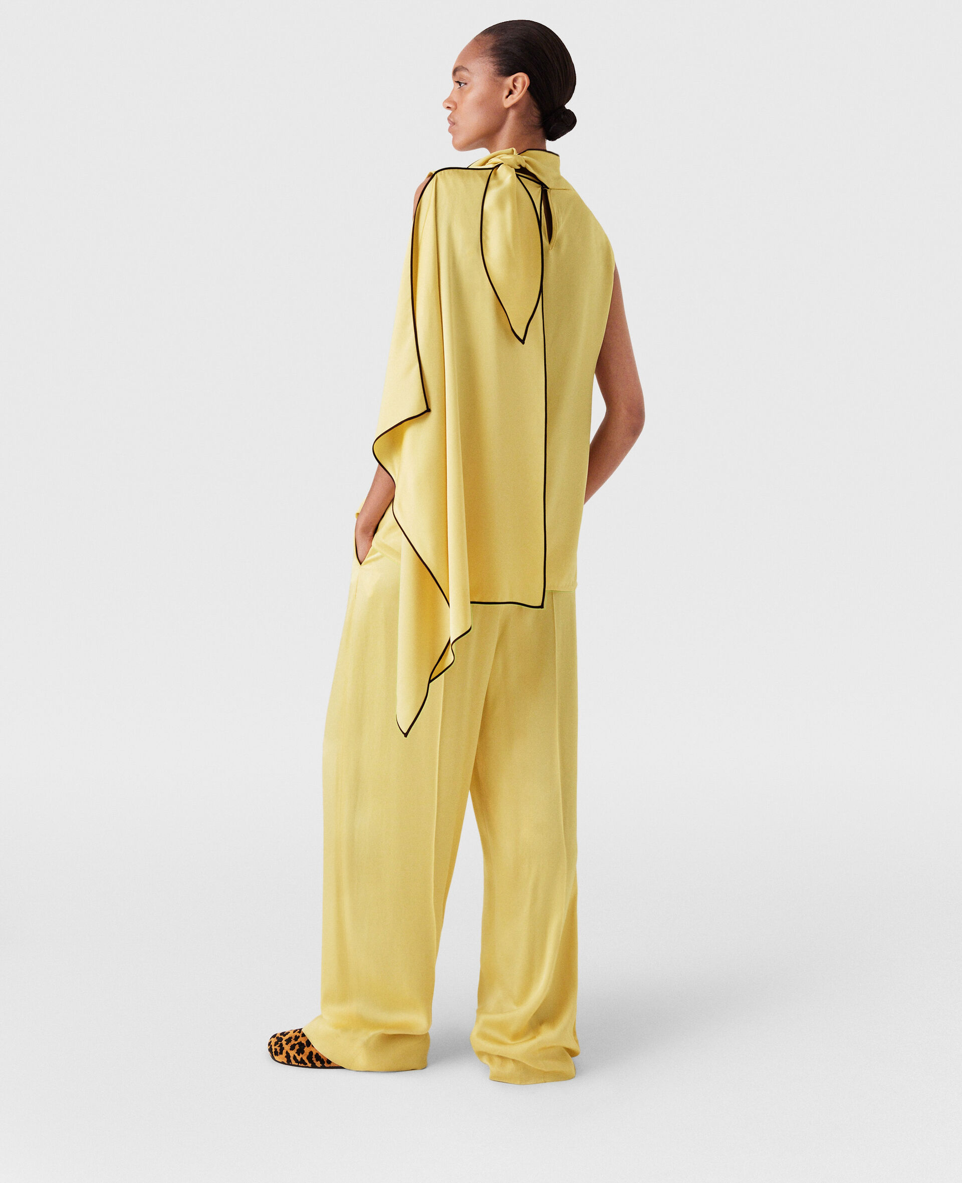 Pantalon droit a taille basse-Jaune-large image number 4