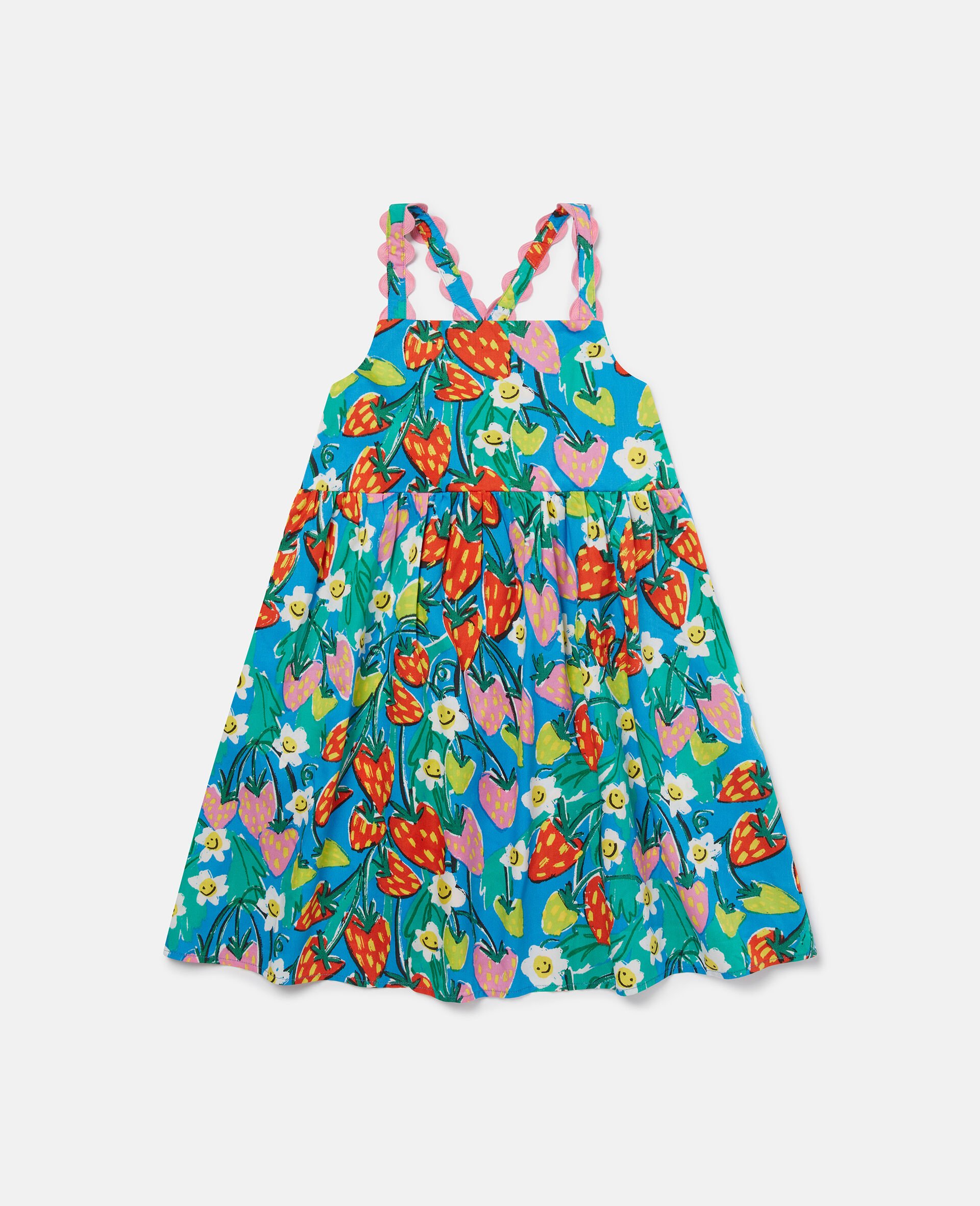 Ärmelloses Kleid mit Erdbeer-Print-Grün-medium