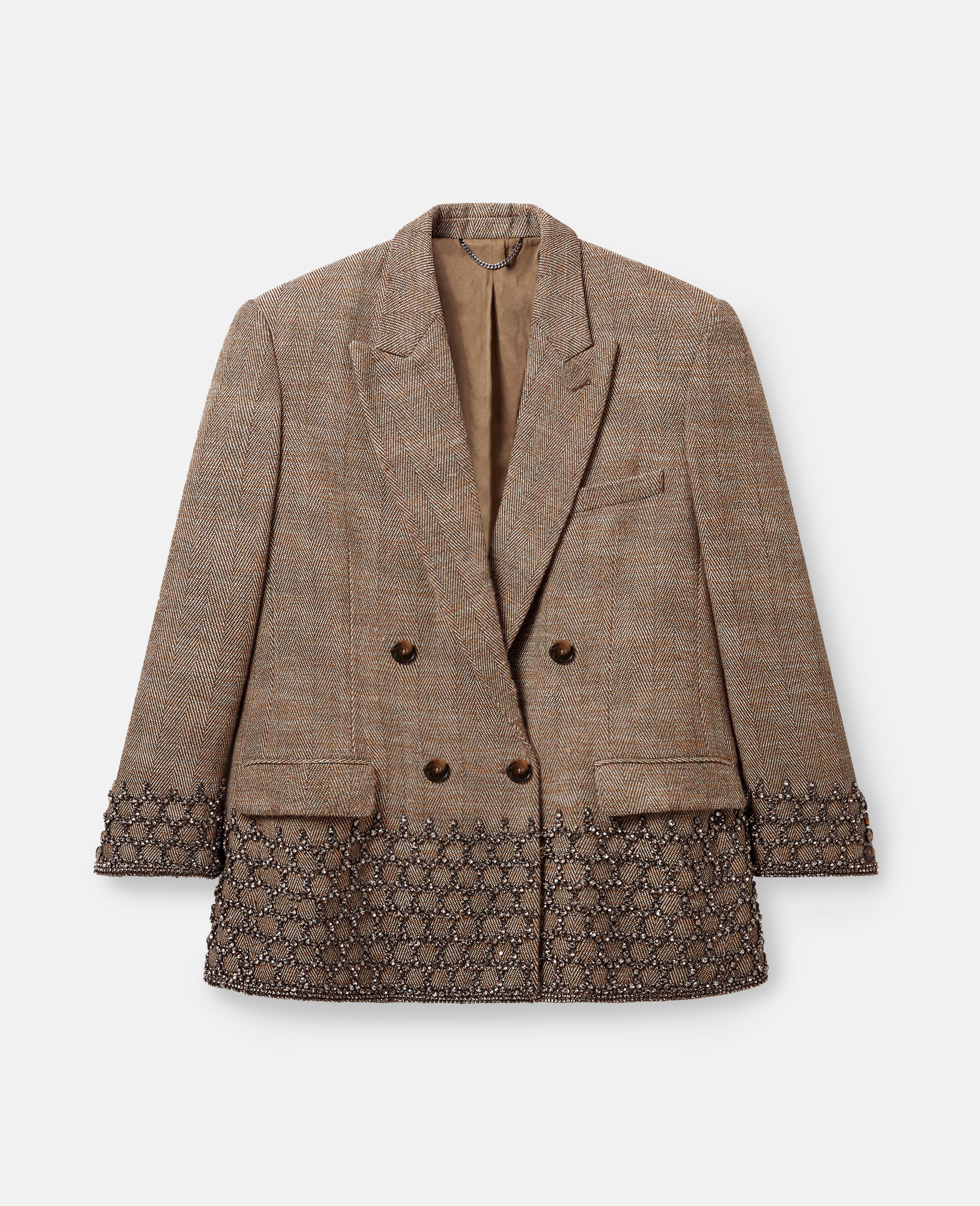 Crystal Cage Oversized Blazer-Beige-large image number 0