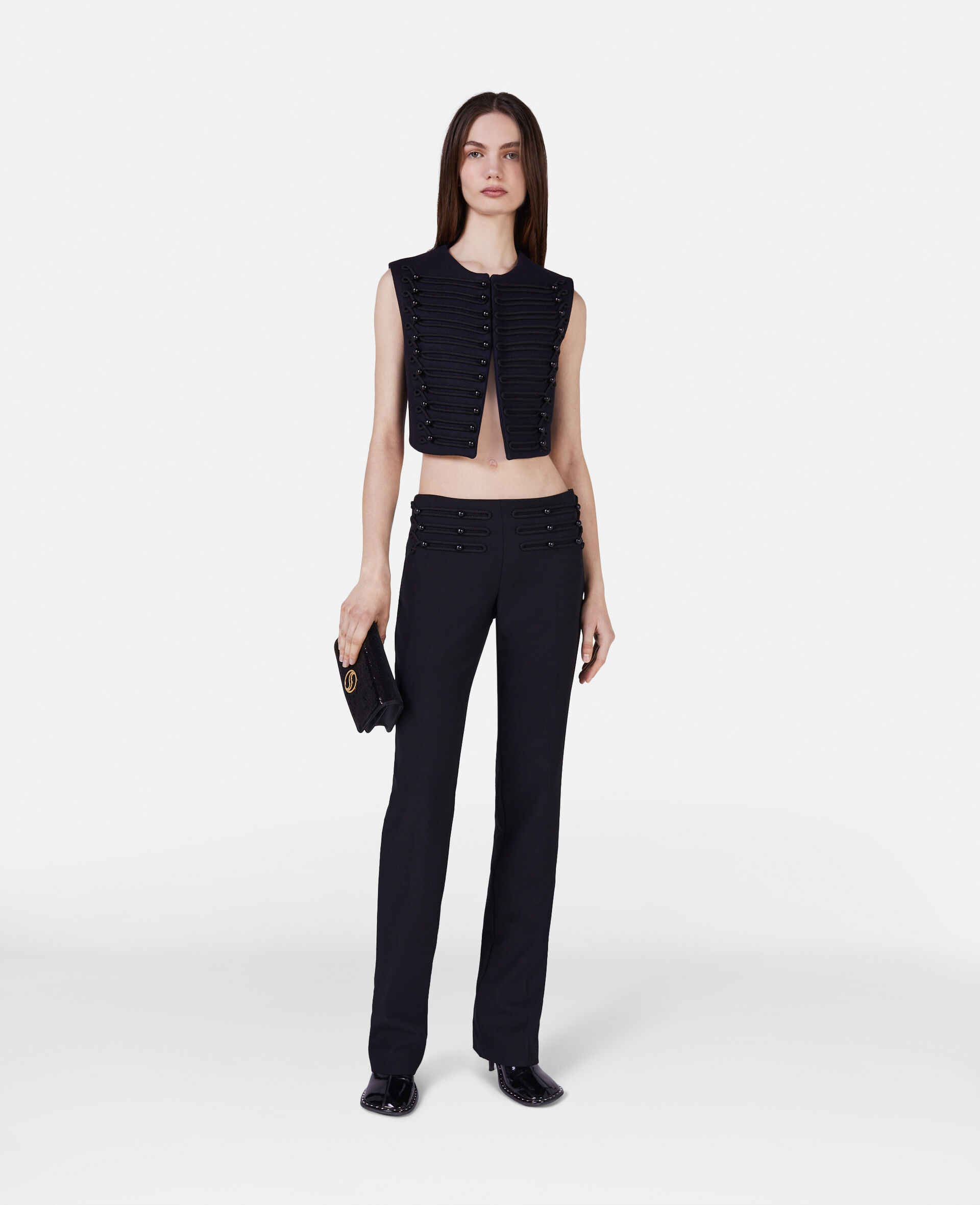 Braided Cord Cropped Waistcoat-Multicolour-model Braided Cord Cropped Waistcoat-Multicolour-model