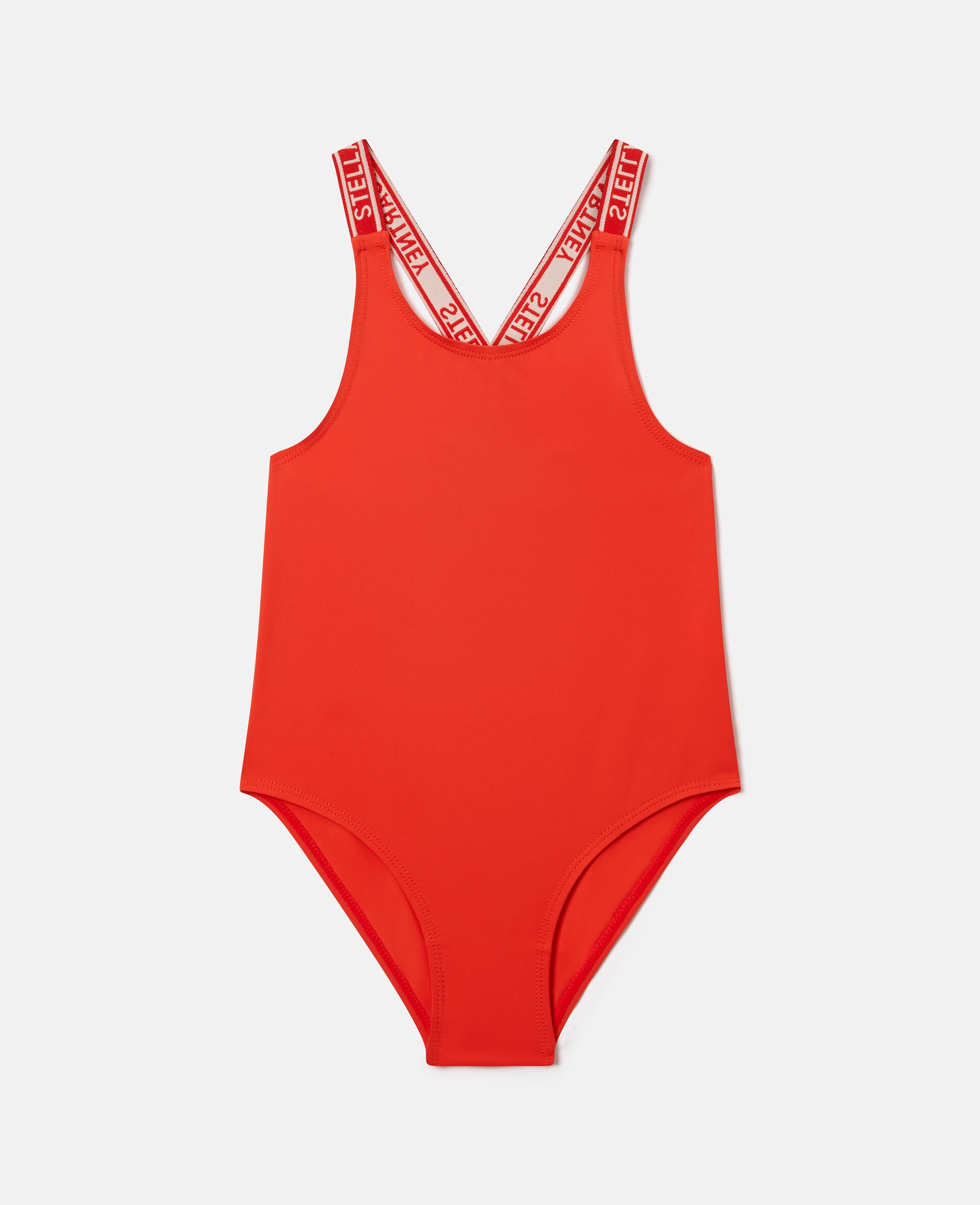 Logo Strap Swimsuit -Red-medium