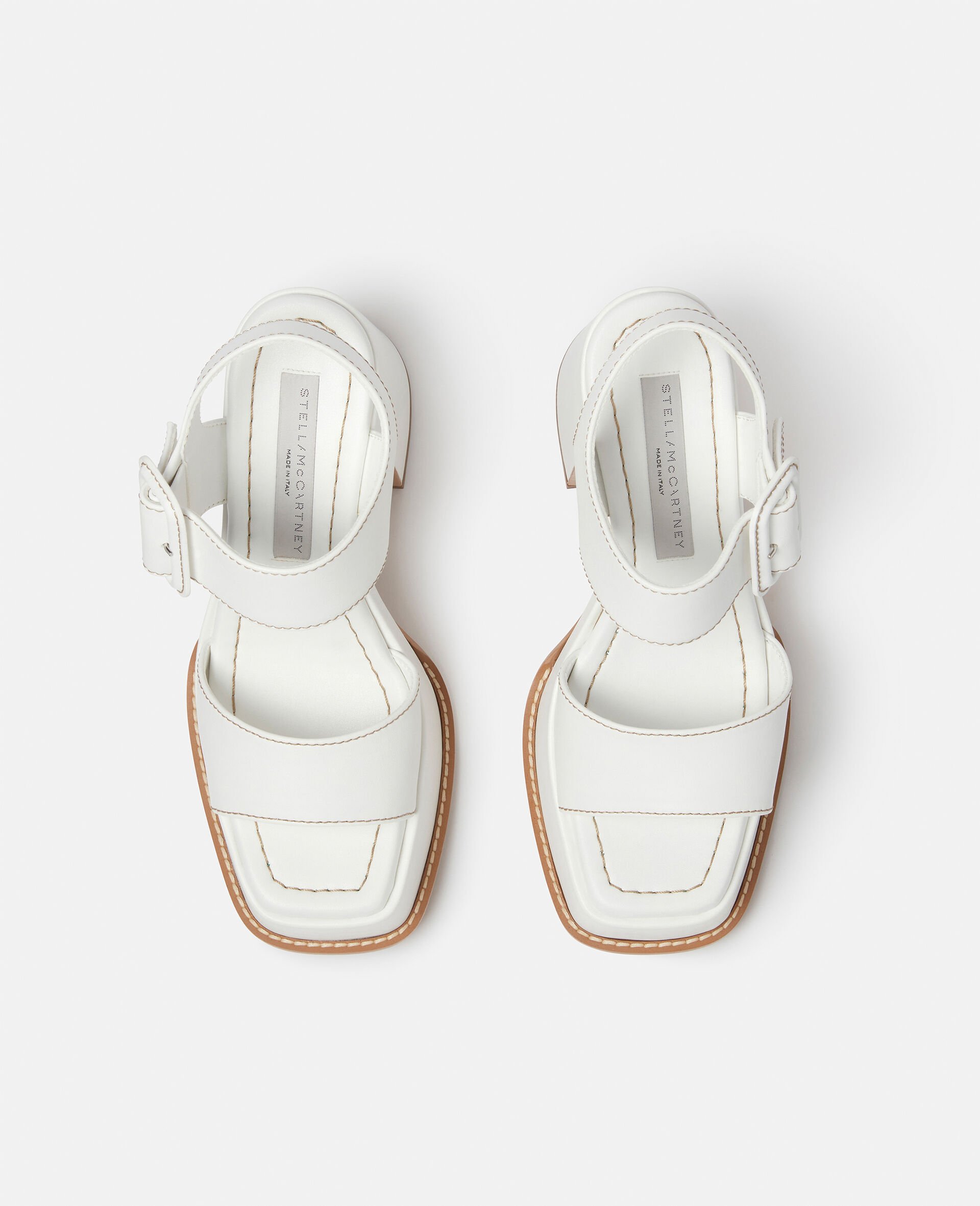 Skyla Buckled Platform Sandals-White-large image number 3