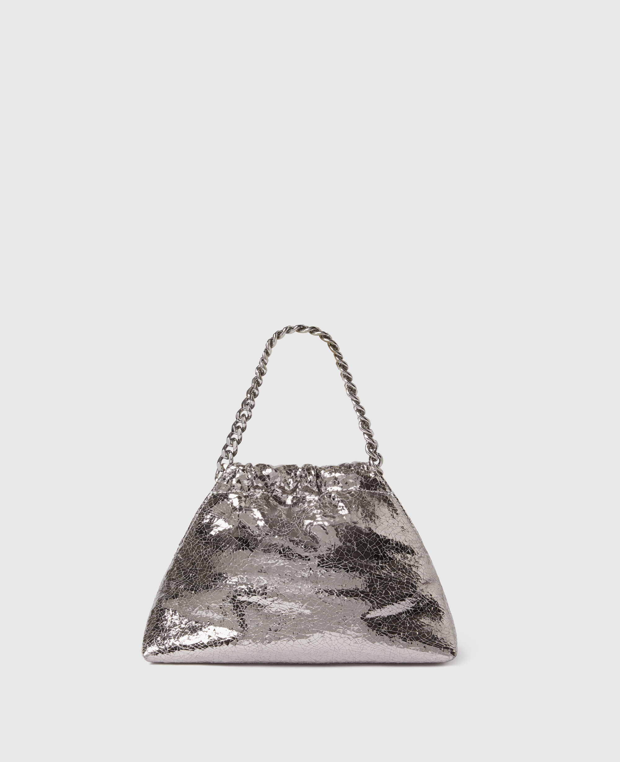 Women Steel gray Falabella Cracked Metallic Drawstring