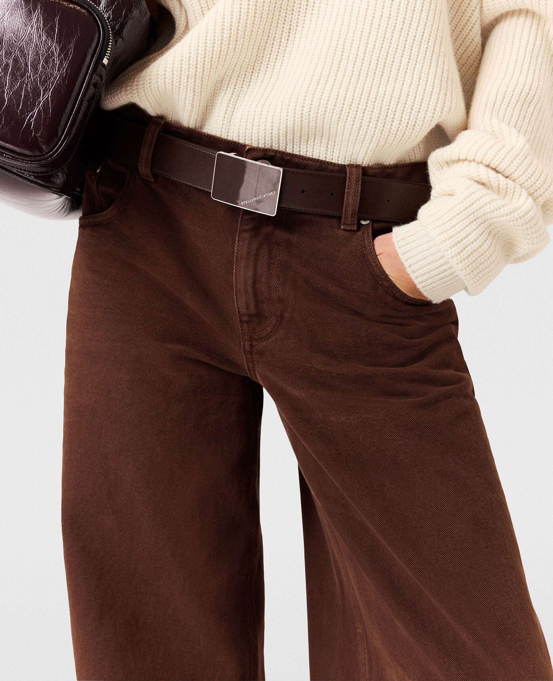 Mid-Rise Wide-Leg Denim Jeans-Brown-large image number 3