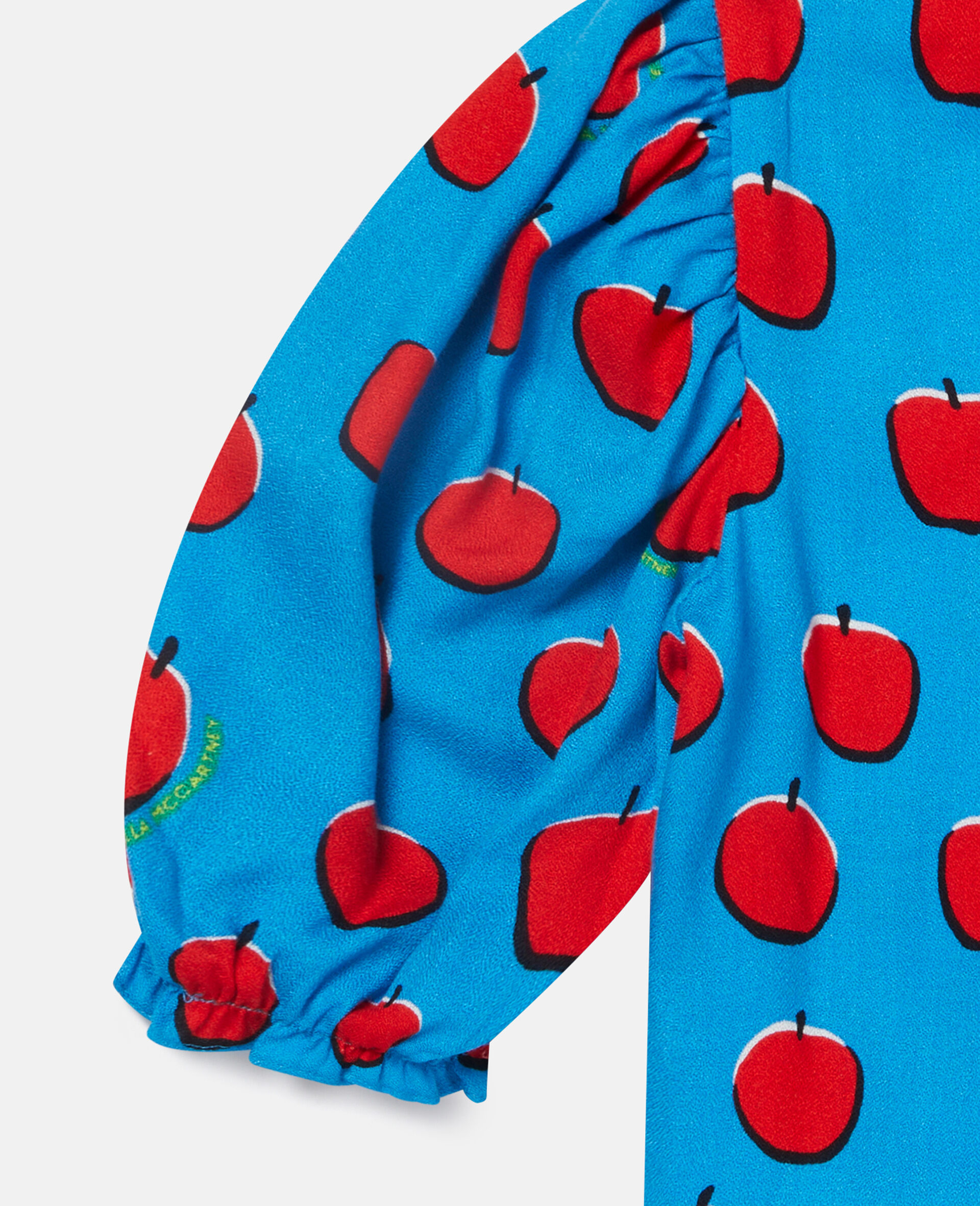 Apple Print Crepe Top-Blue-large image number 3