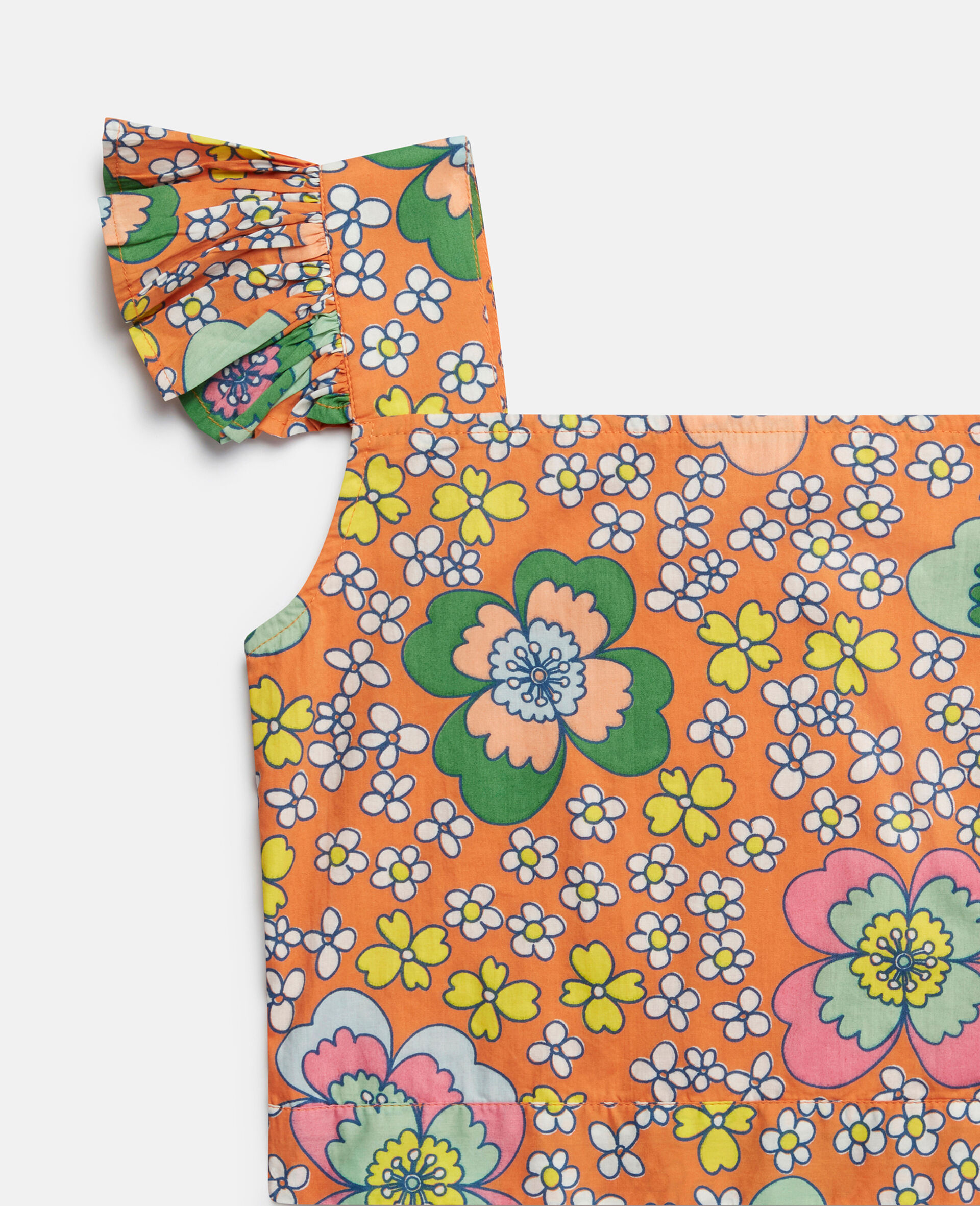 Retro Flower Print Crop Top-Orange-large image number 1