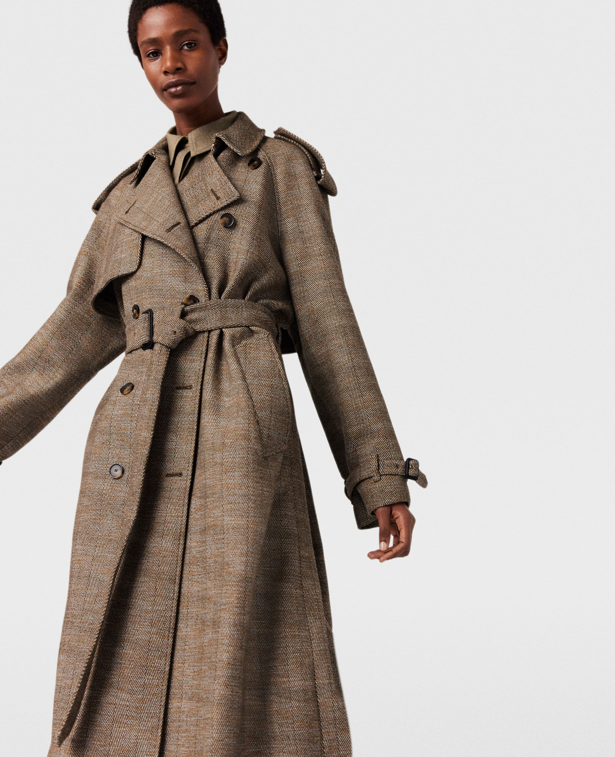 Herringbone trench coat hot sale