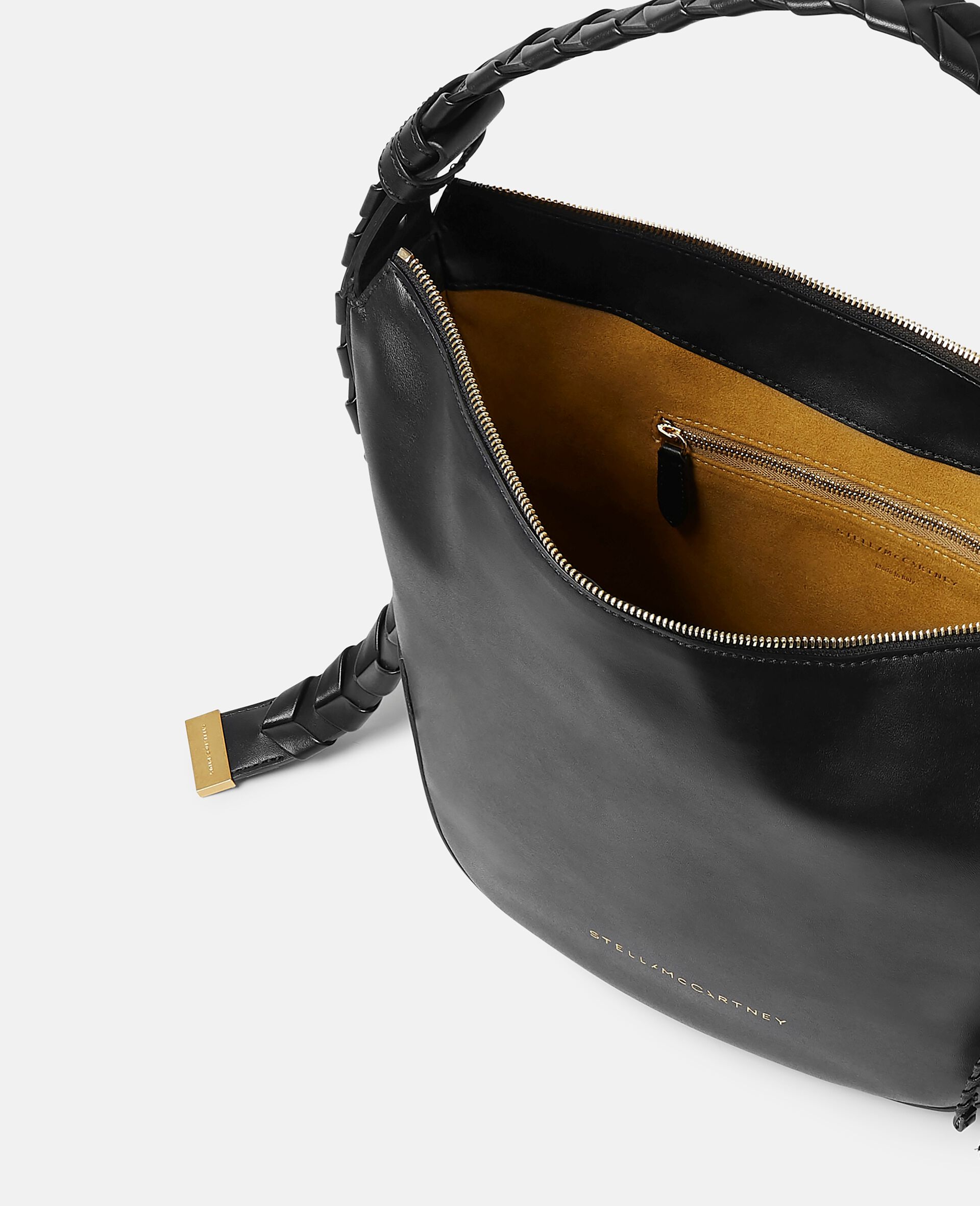 Medium Zip Hobo Shoulder Bag-Black-large image number 3