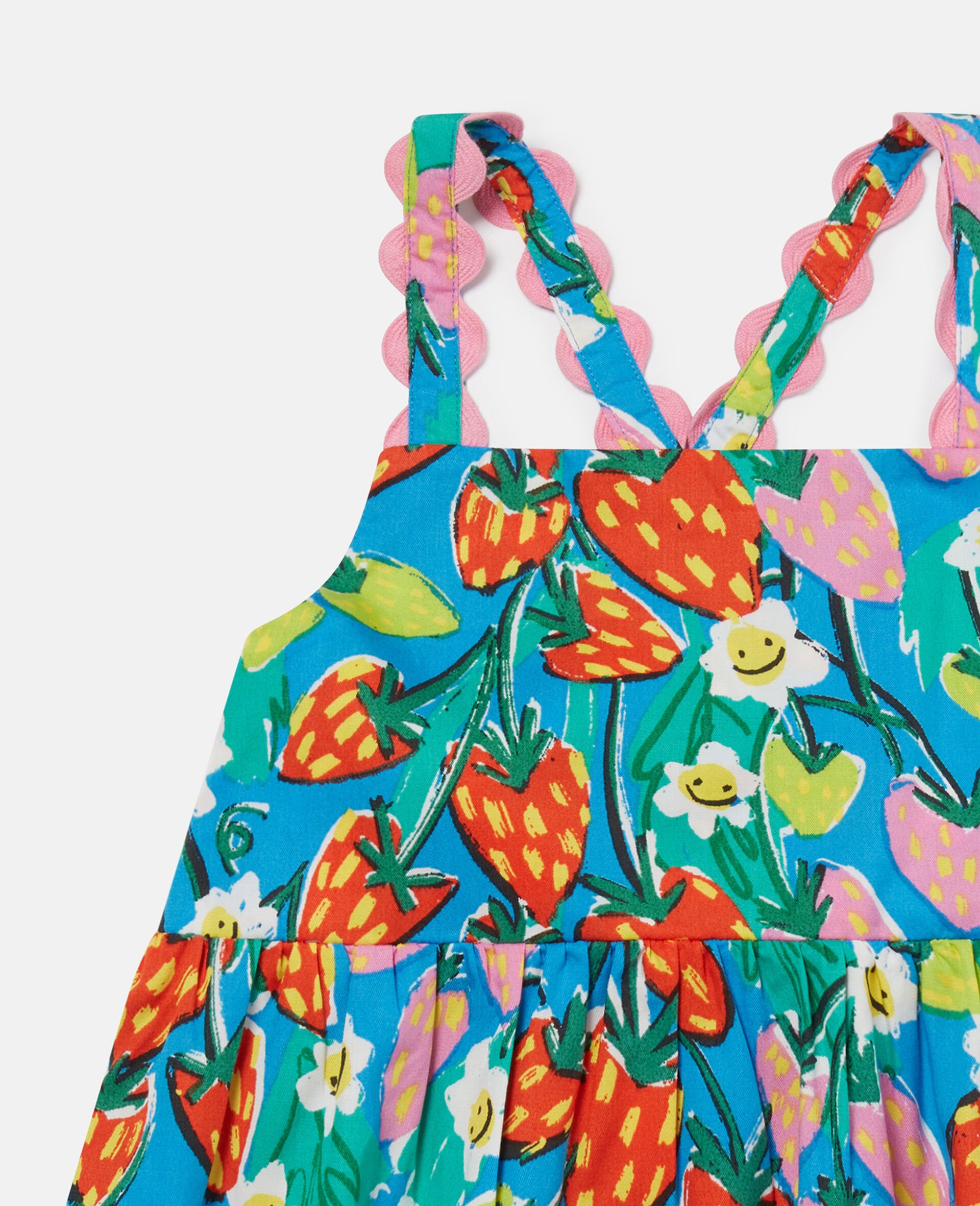 Strawberry Print Sleeveless Dress-Green-large Strawberry Print Sleeveless Dress-Green-large image number 1