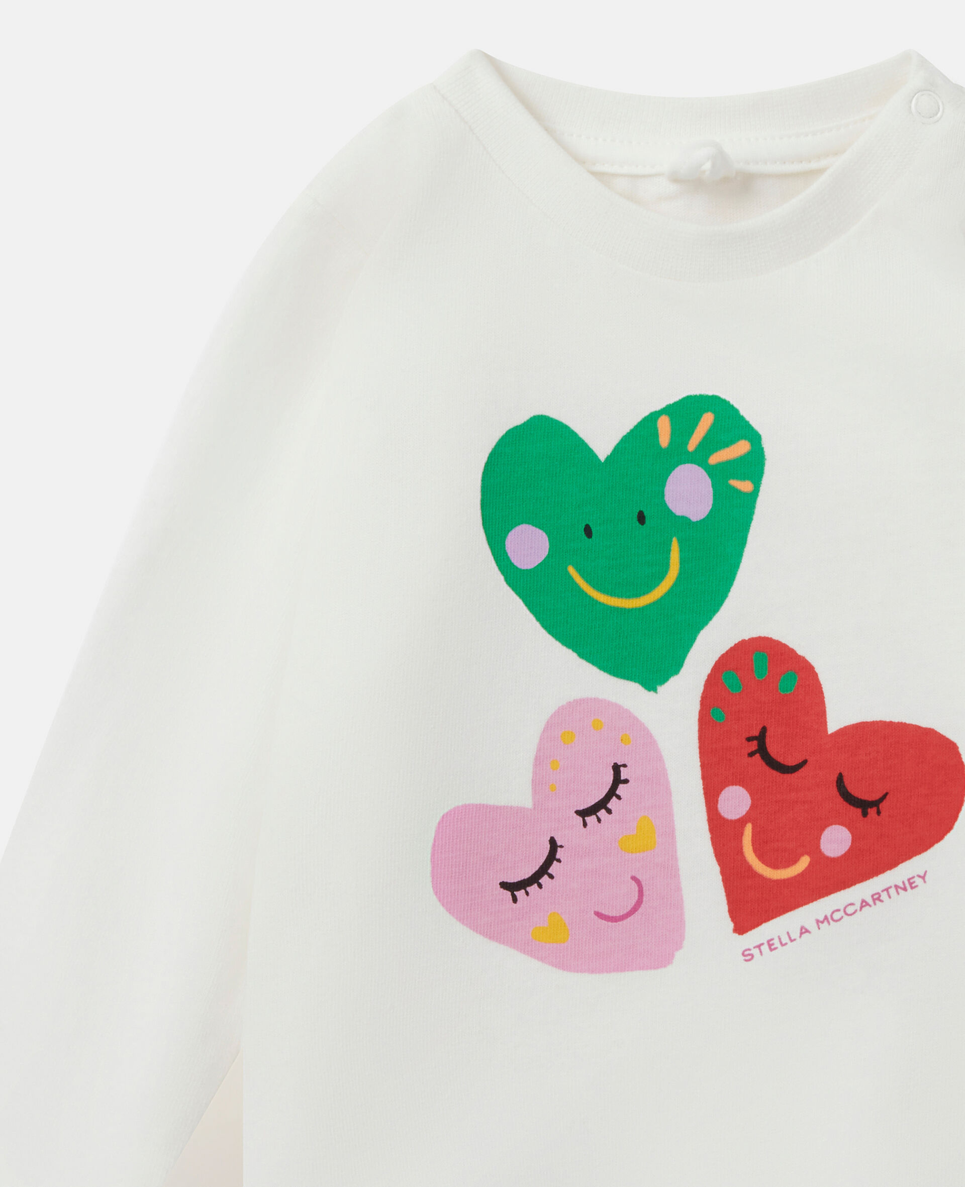 Smiling Heart Motif Long Sleeve T-Shirt-White-large Smiling Heart Motif Long Sleeve T-Shirt-White-large image number 1
