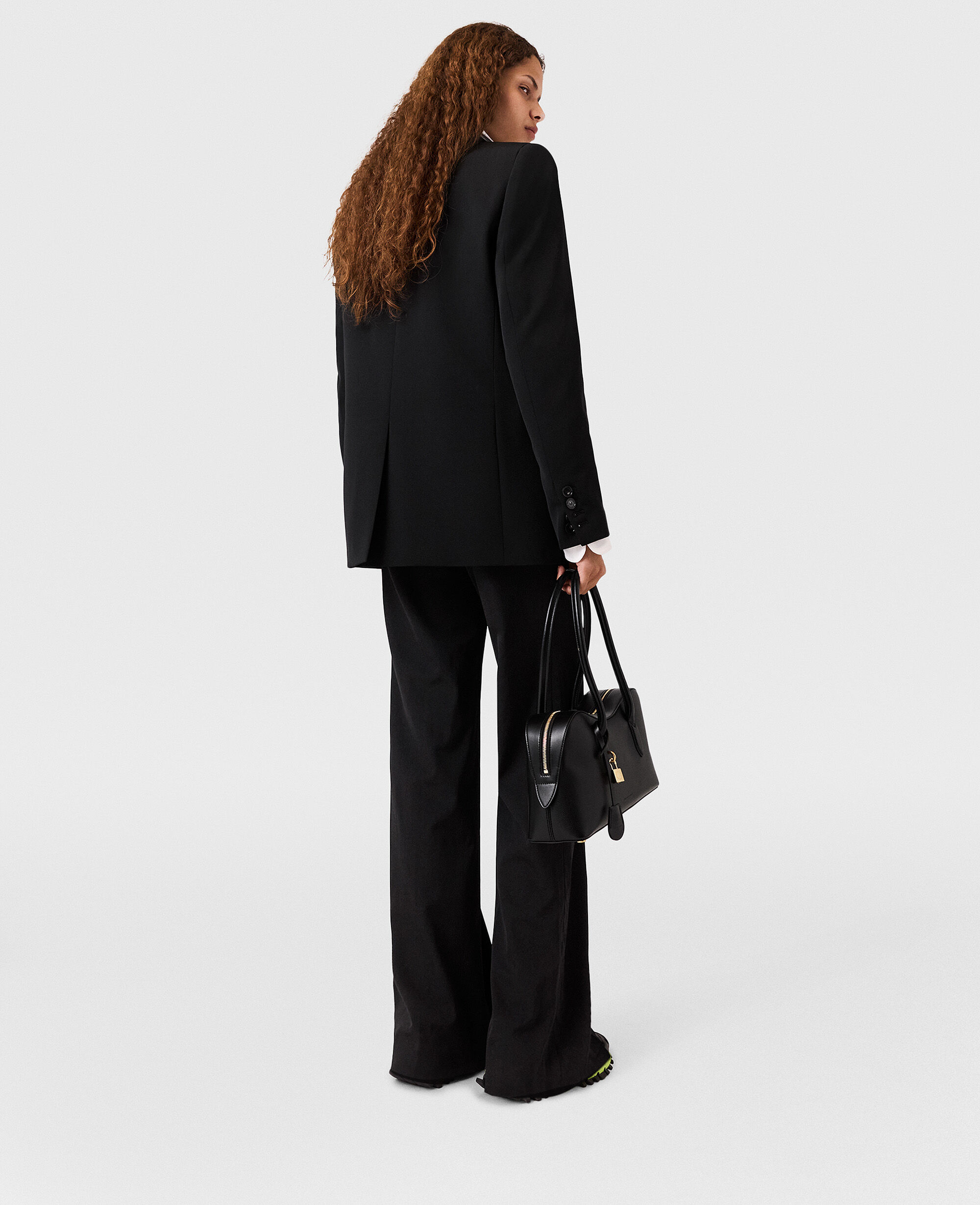Women Black Wool Flannel Tailored Trousers | Stella McCartney US