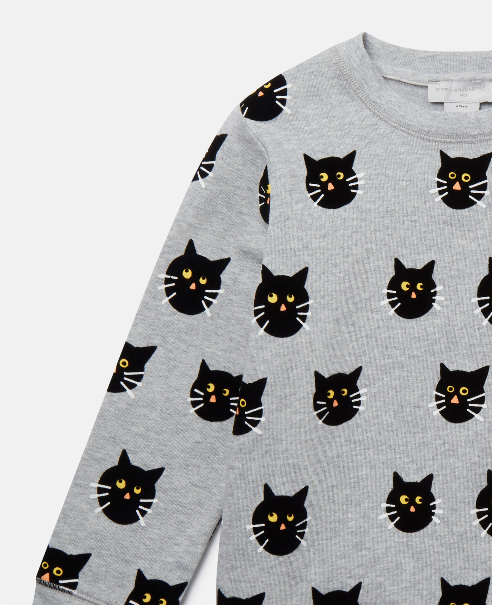 スプーキー キャット パターン スウェットシャツ-グレー-large スプーキー キャット パターン スウェットシャツ-グレー-large image number 1
