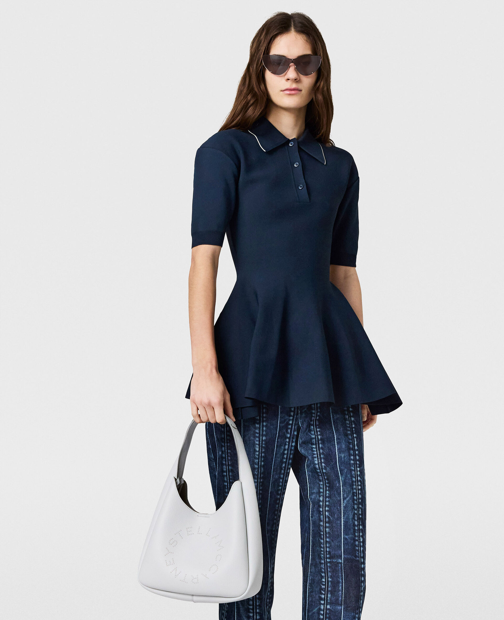 ウエストバンドパネル ストレートジーンズ-ブルー-large image number 5