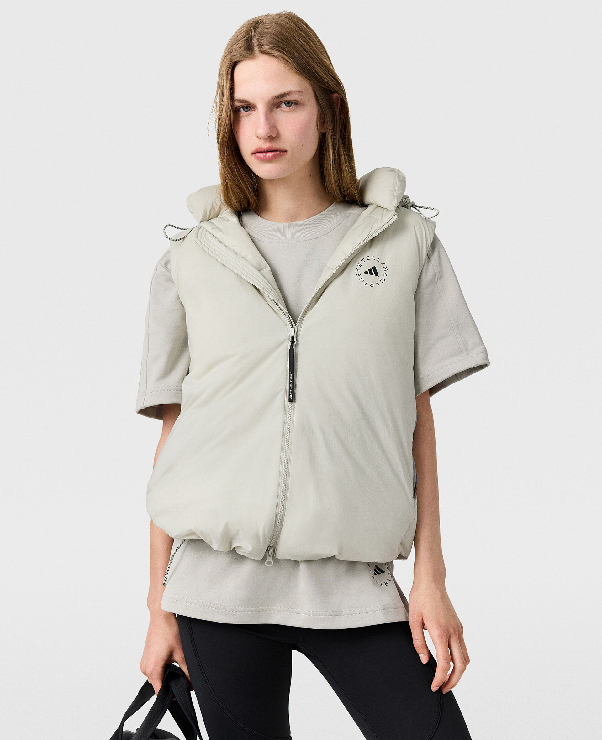 TrueNature Padded Hooded Vest-Grey-model