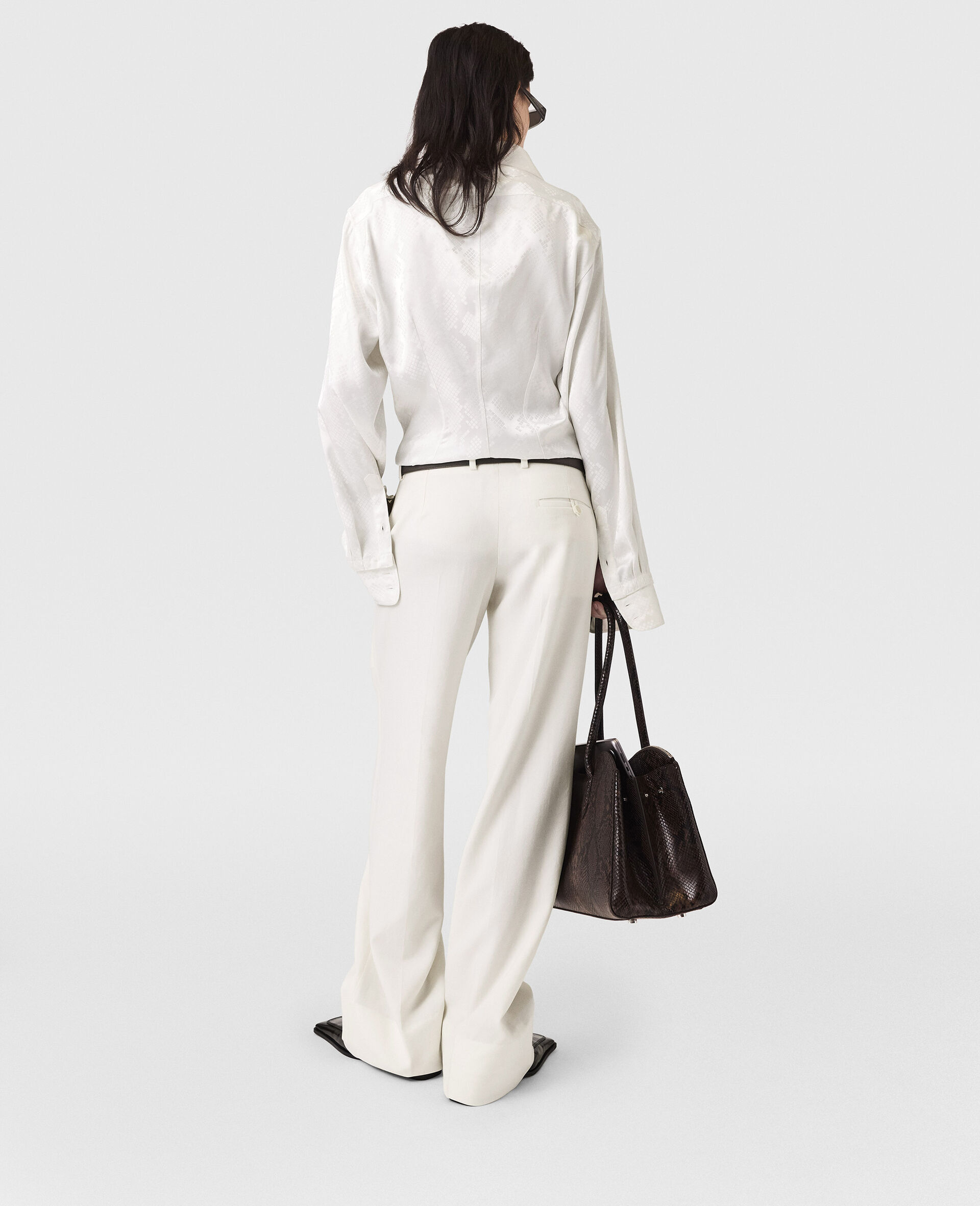 Snake Print Long-Sleeve Shirt-White-large image number 3