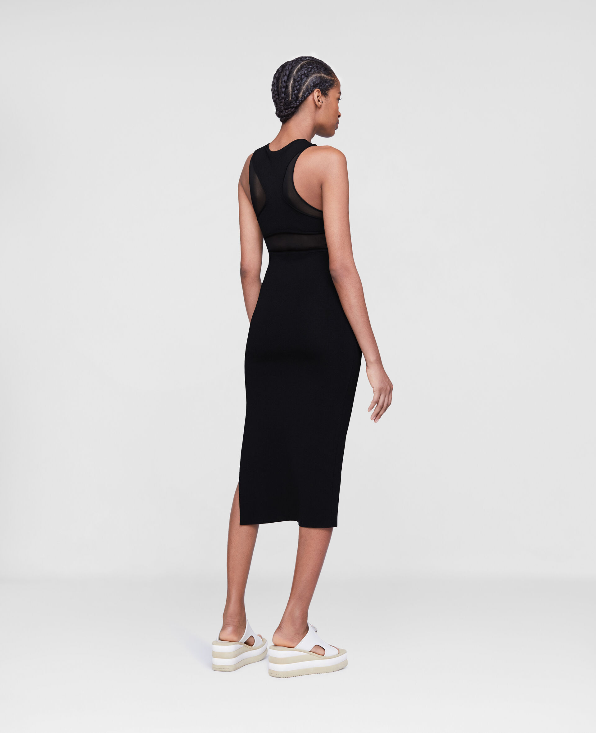 Mesh Midi Dress-Black-large image number 2