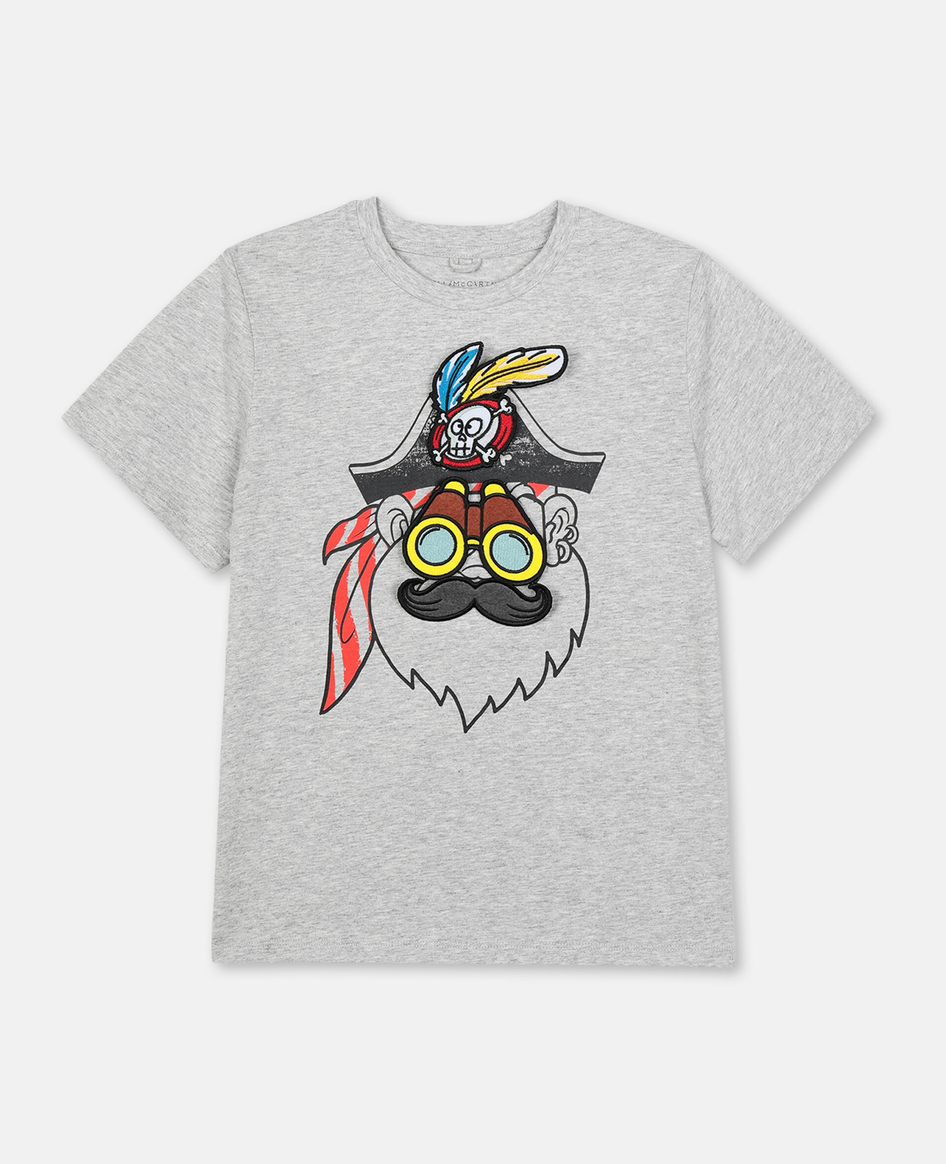T-shirt à motif tête de pirate rigolote -Gris-large image number 0