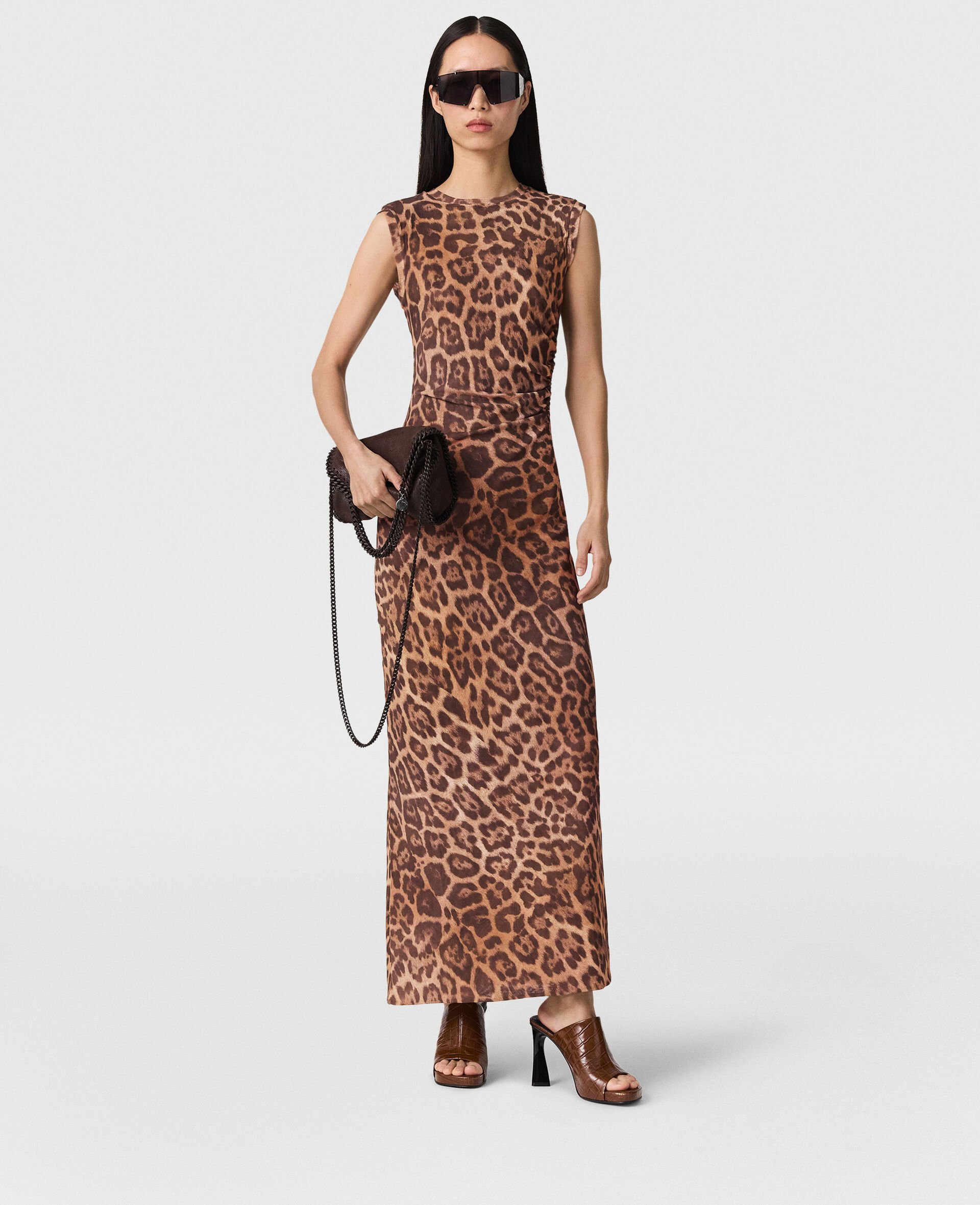 Leopard Sleeveless Maxi Dress-브라운-model