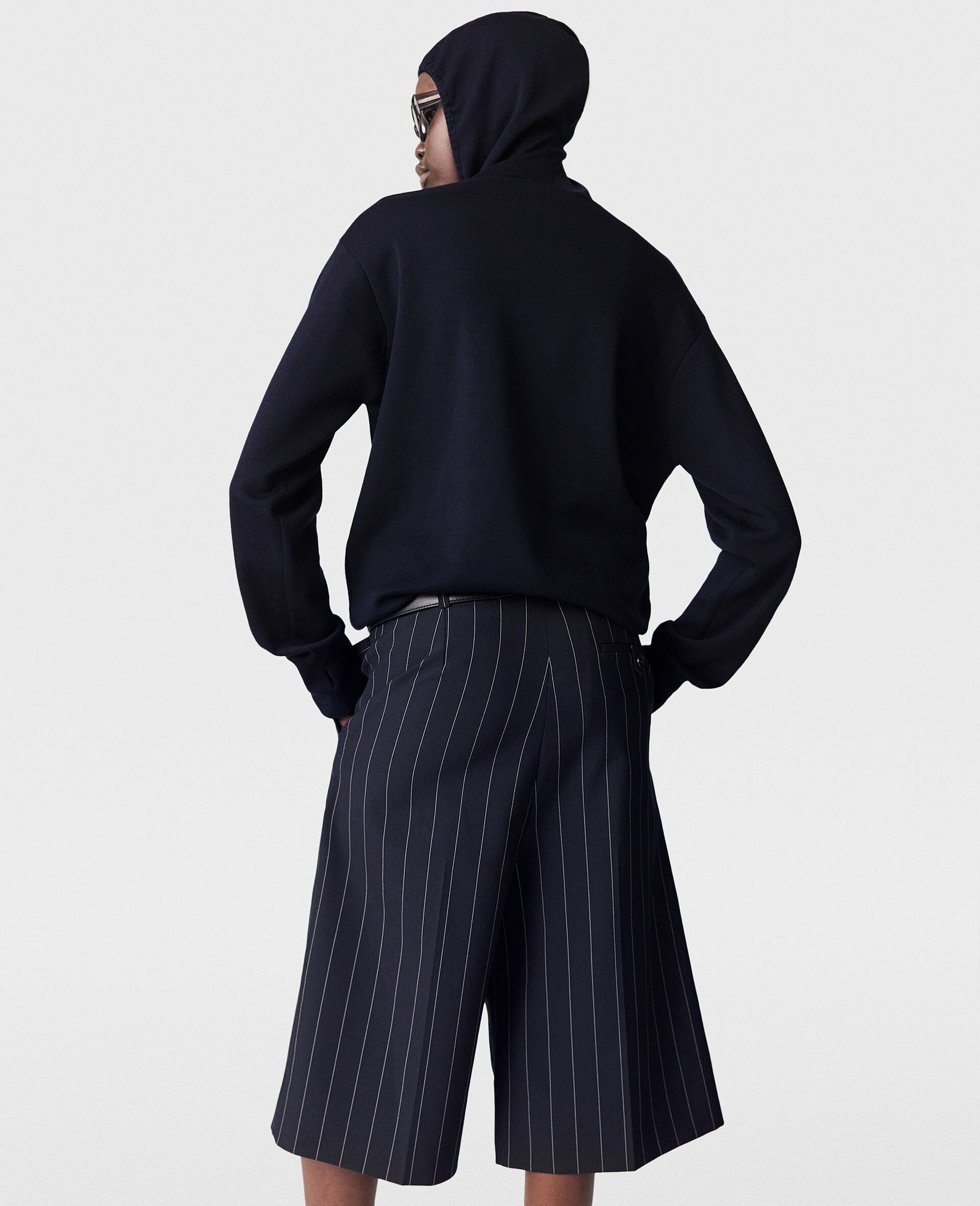 宽松抽绳连帽卫衣-蓝色-large 宽松抽绳连帽卫衣-蓝色-large image number 3